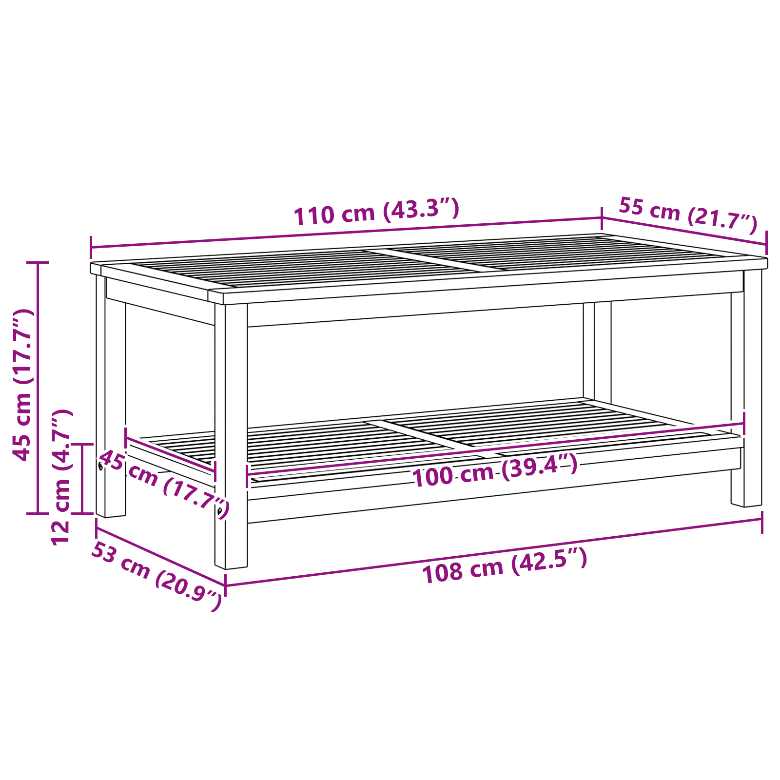 Coffee Table 70x40x45 cm Solid Acacia Wood - Image 9