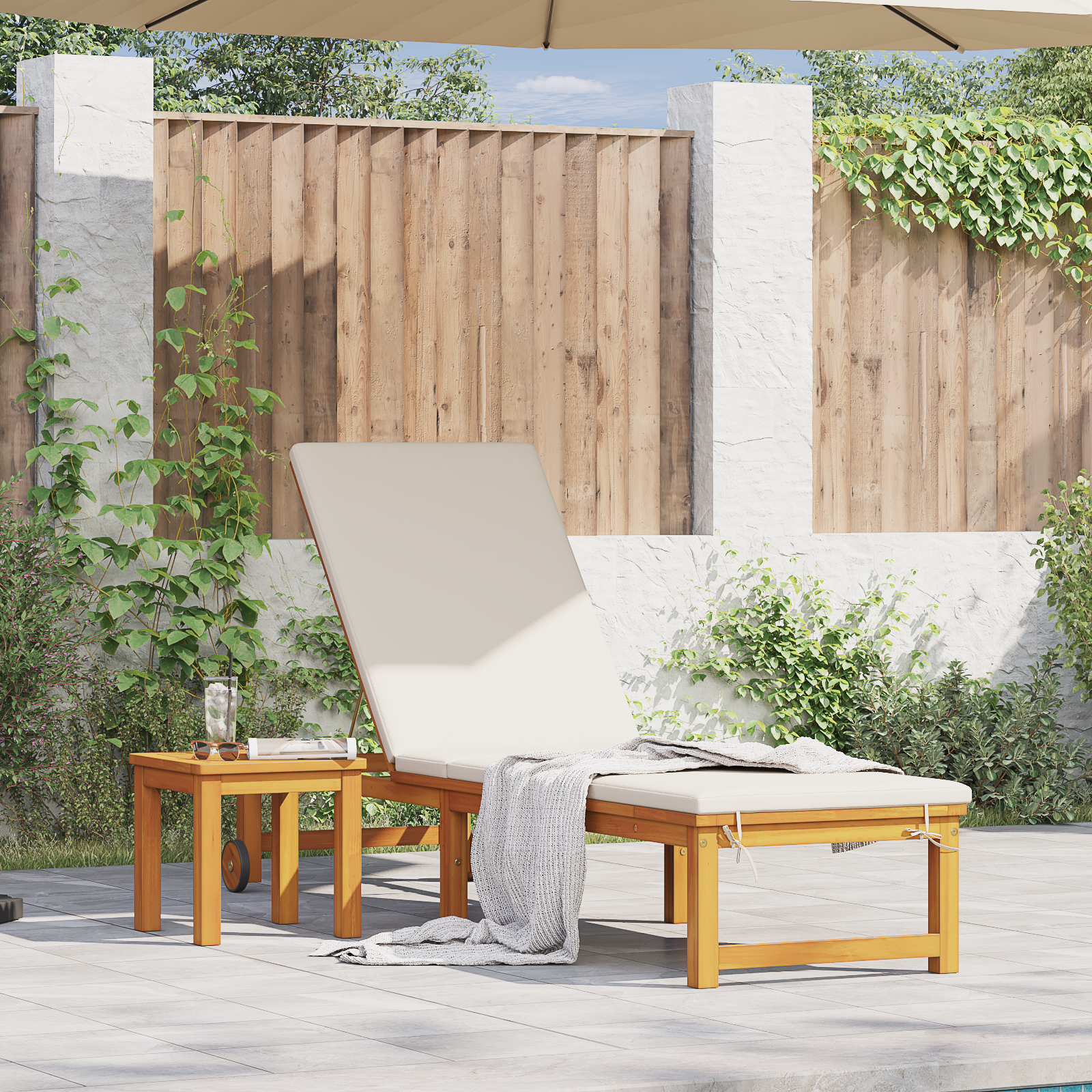 vidaXL Șezlong 1-persoană Maro 53 x 202 x 89cm Lemn masiv de acacia