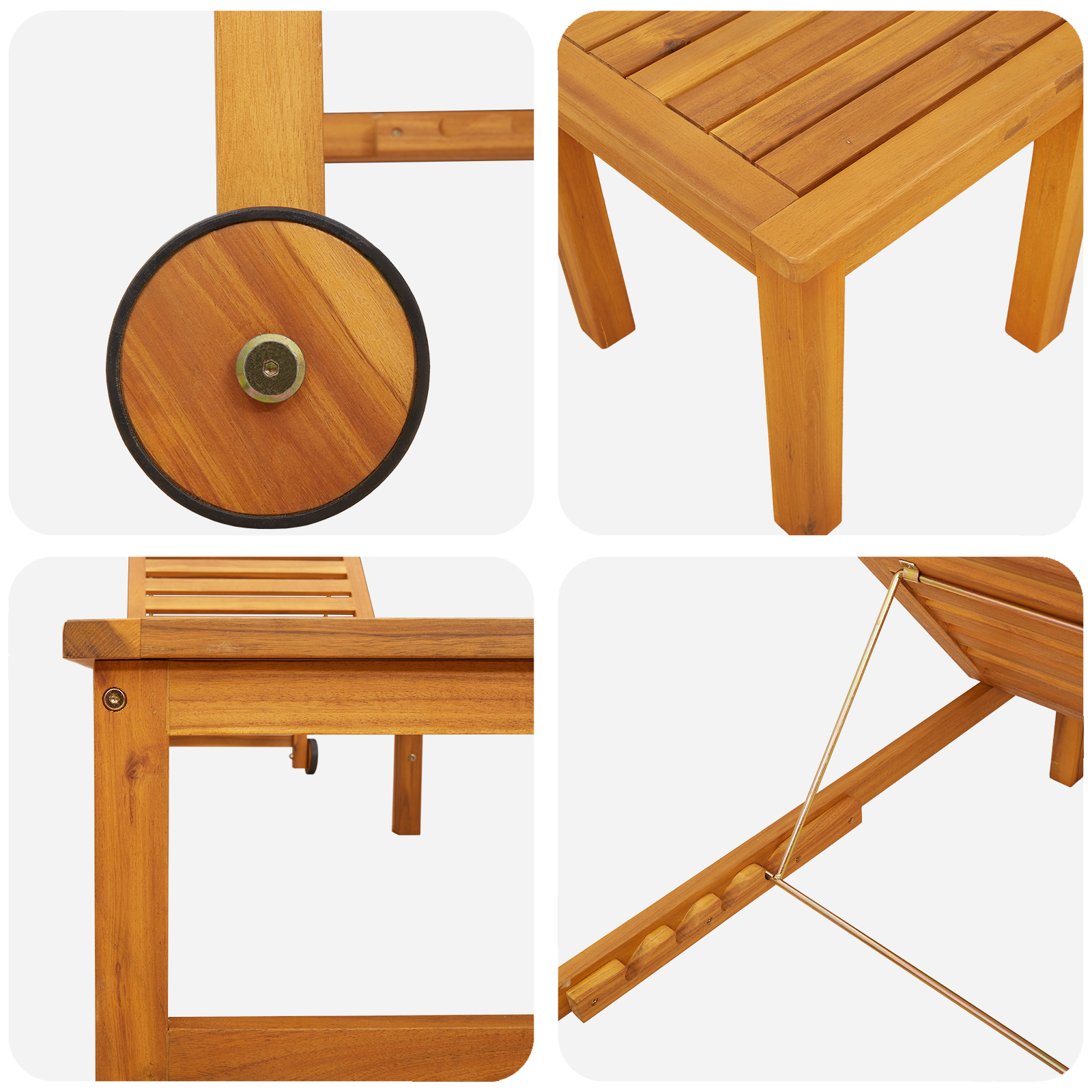 Sun Lounger with Table Solid Wood Acacia - Image 8