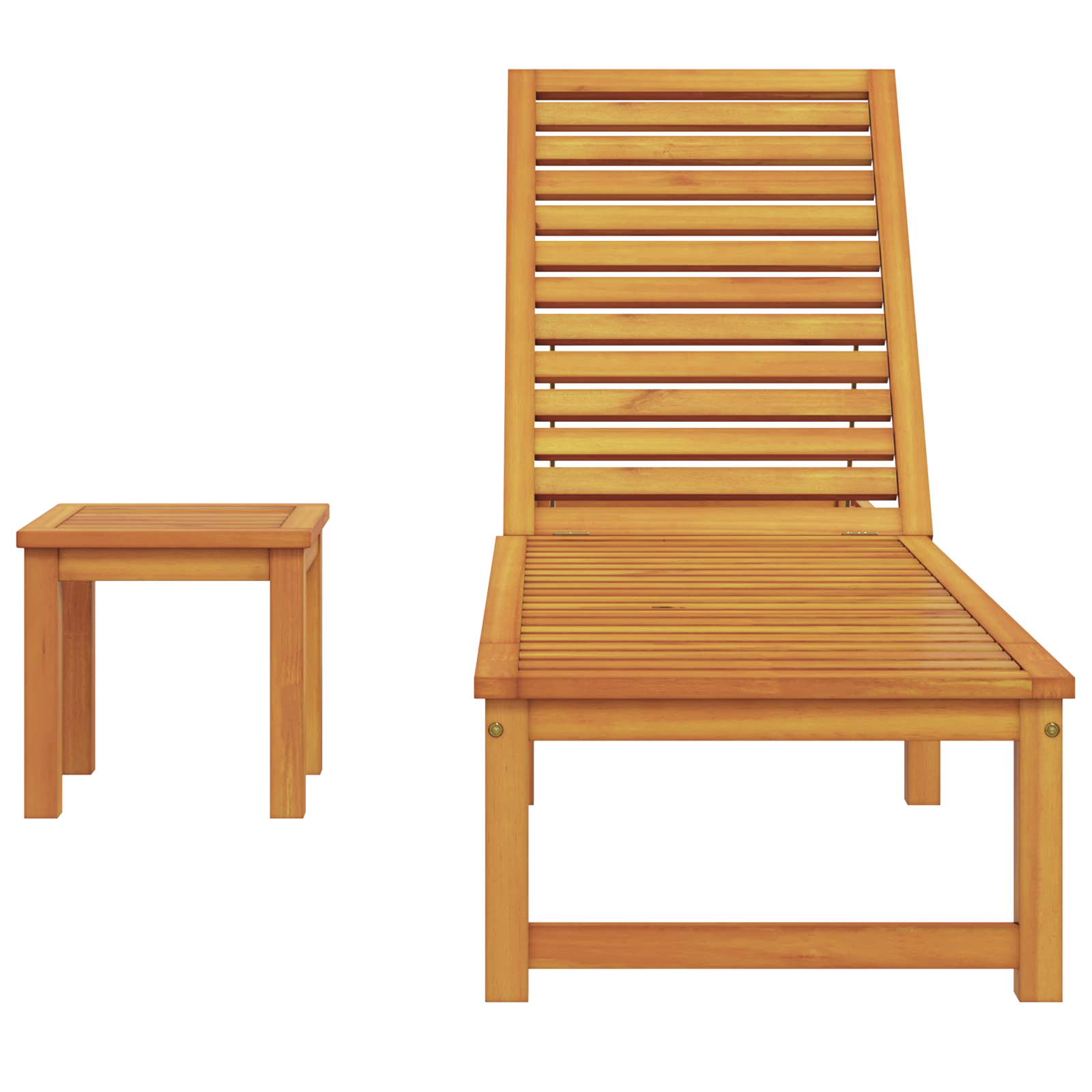 Sun Lounger with Table Solid Wood Acacia - Image 4