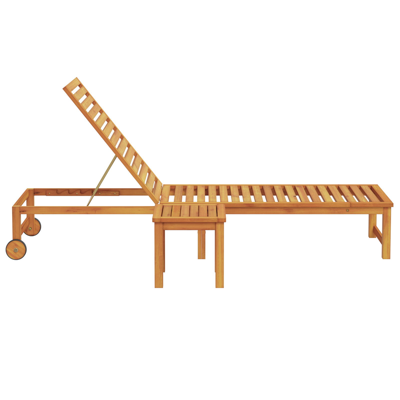 Sun Lounger with Table Solid Wood Acacia - Image 5