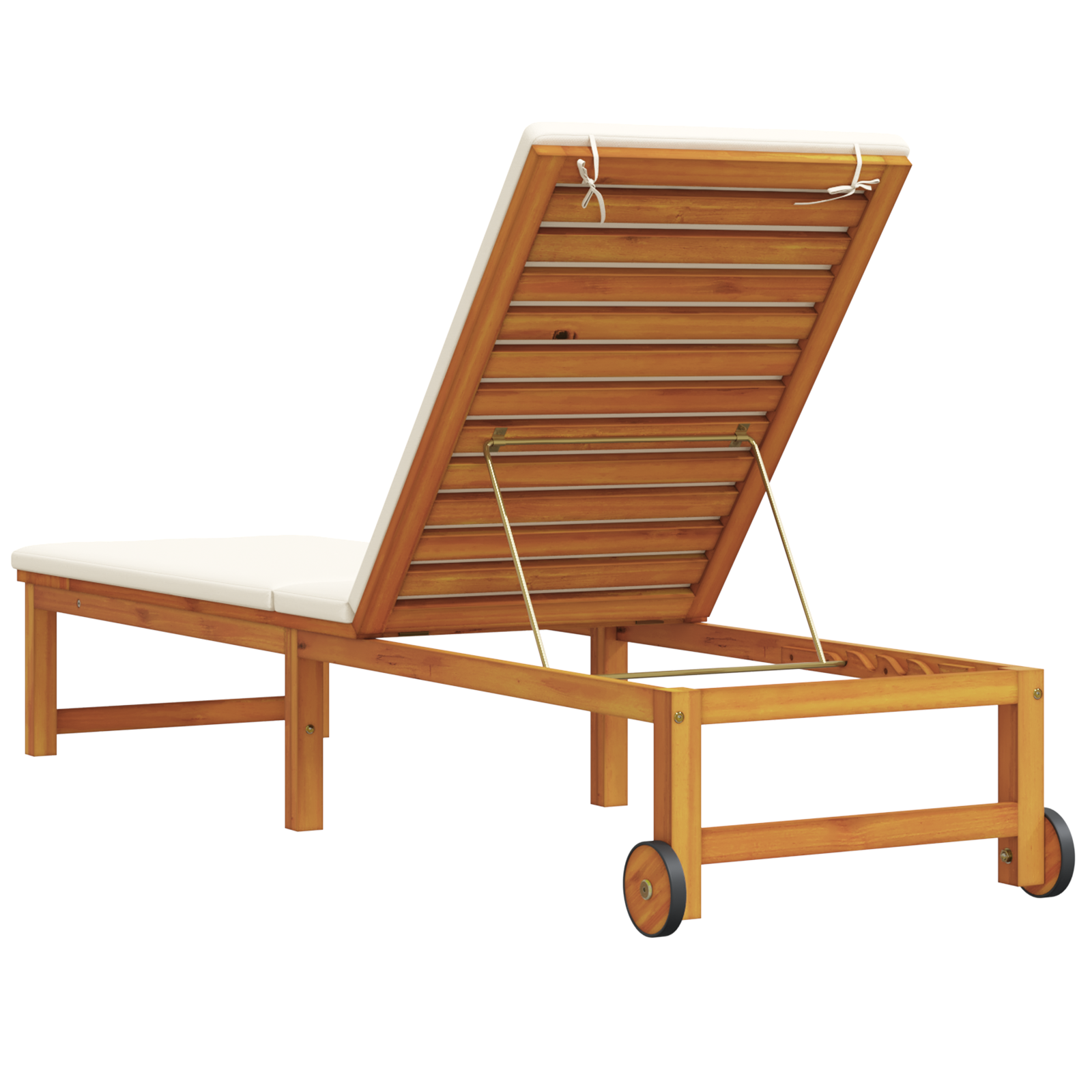 Sun Lounger with Cream Cushions Solid Wood Acacia - Image 6