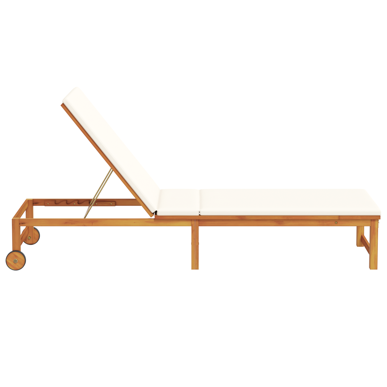 Sun Lounger with Cream Cushions Solid Wood Acacia - Image 5