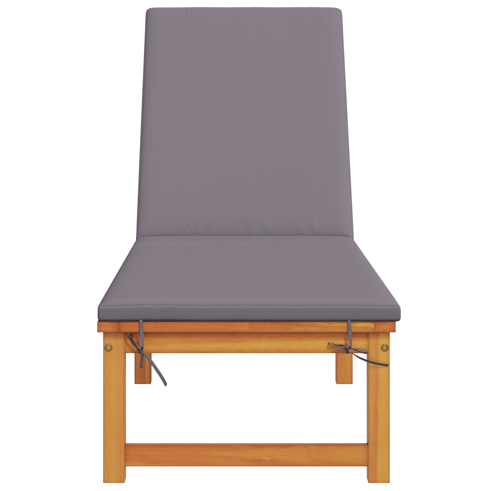 Sun Lounger with Light Grey Cushions Solid Wood Acacia - Image 4