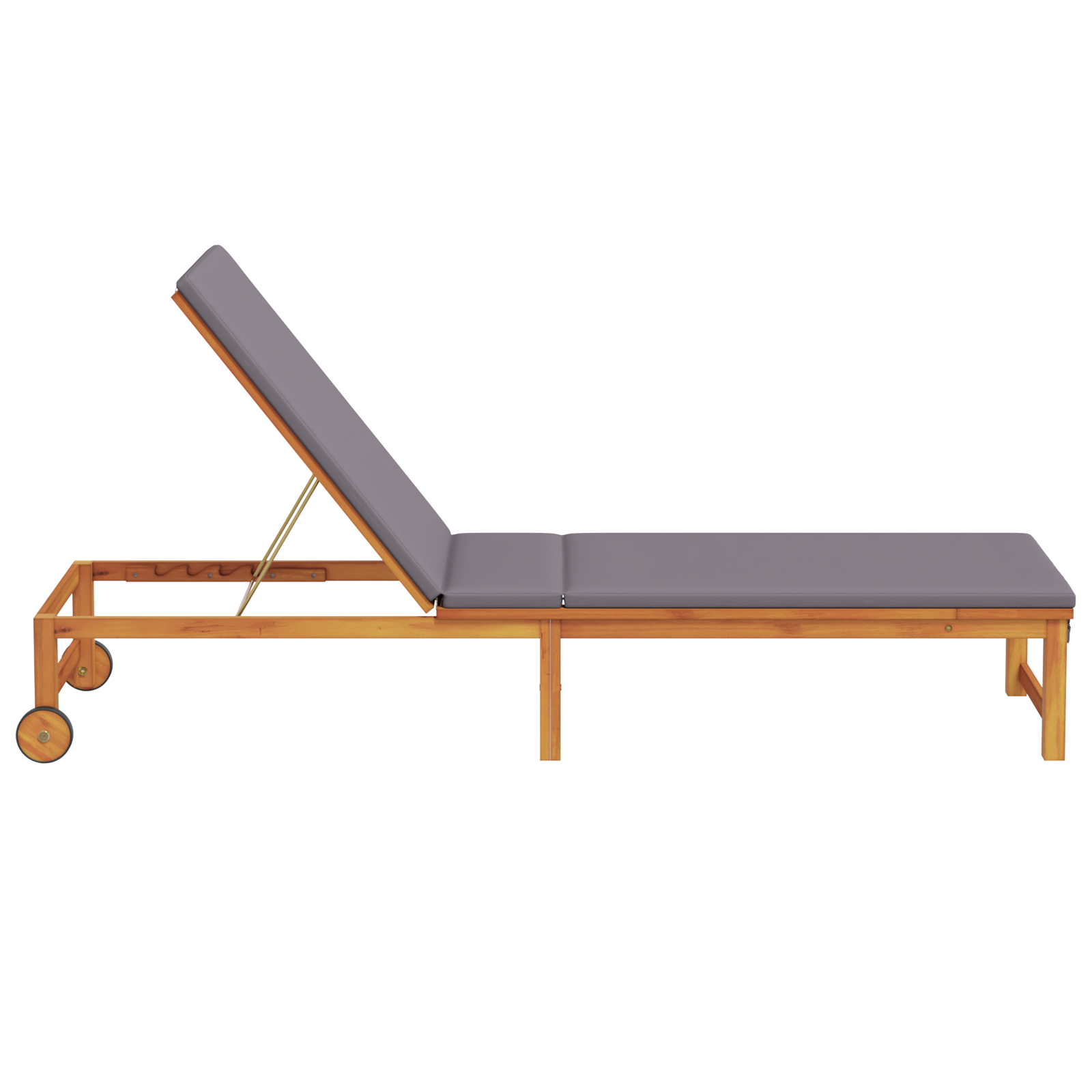 Sun Lounger with Light Grey Cushions Solid Wood Acacia - Image 5
