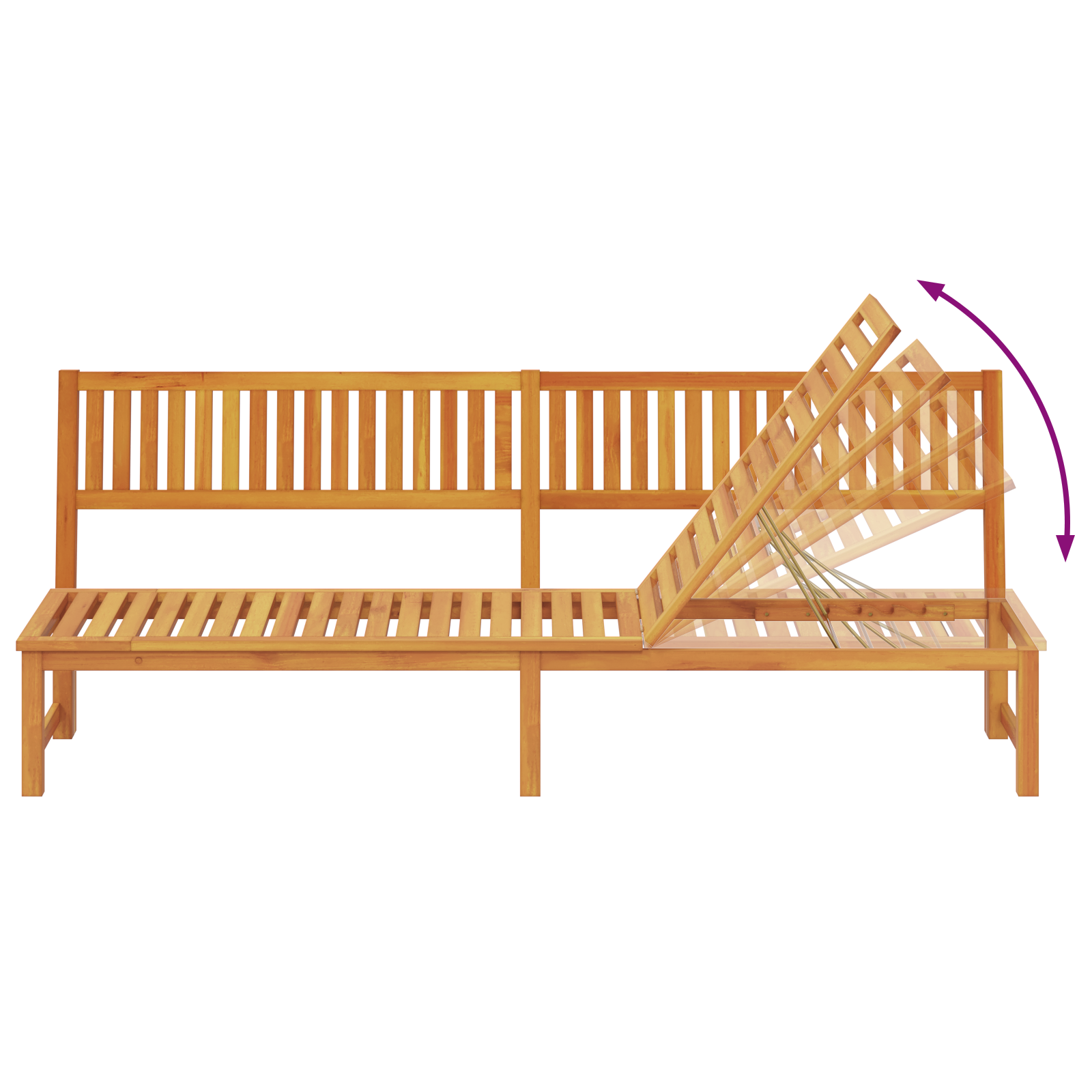 Sun Lounger 3-in-1 Function Solid Wood Acacia - Image 10