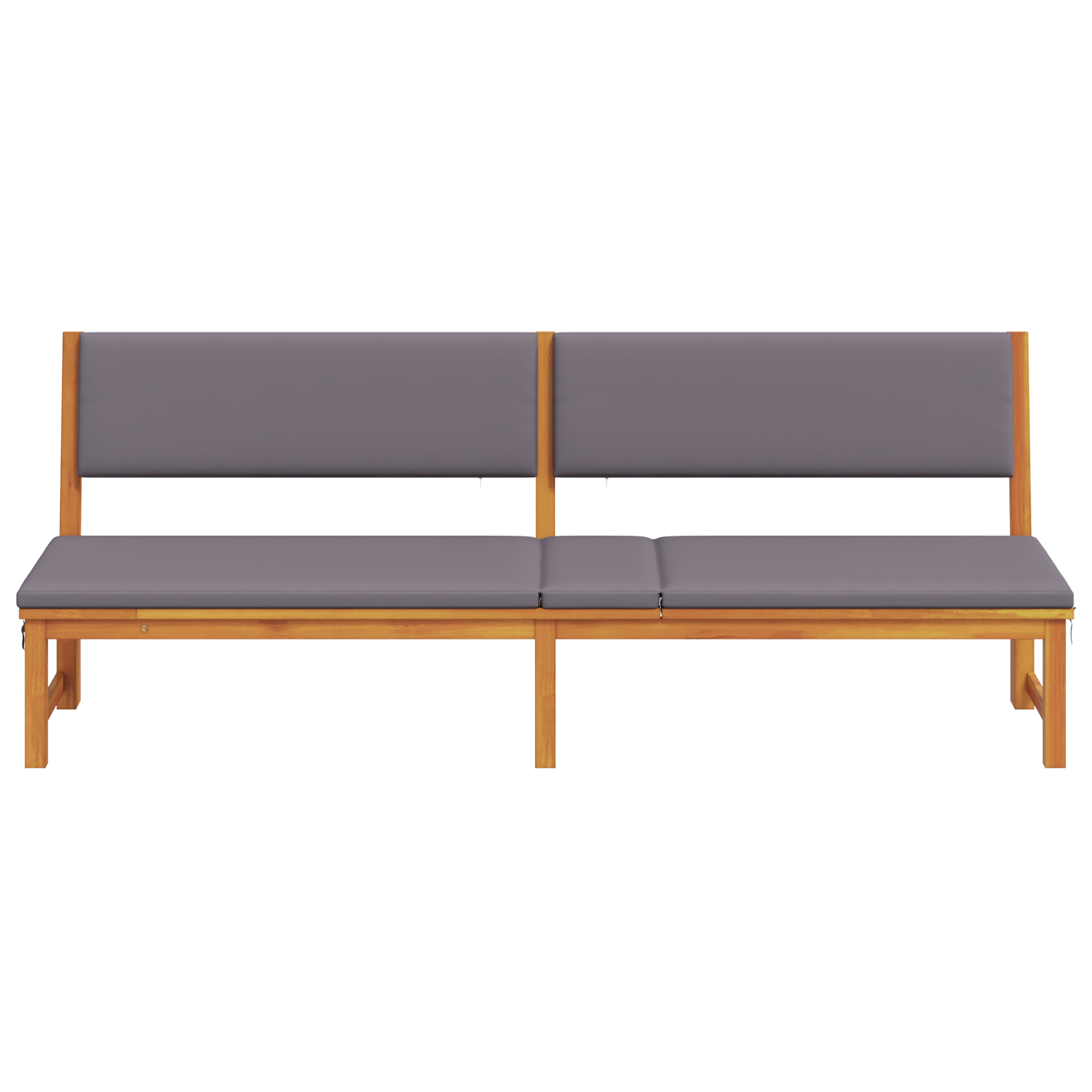 Sun Lounger 3-in-1 Function with Light Grey Cushions Solid Wood Acacia - Image 5