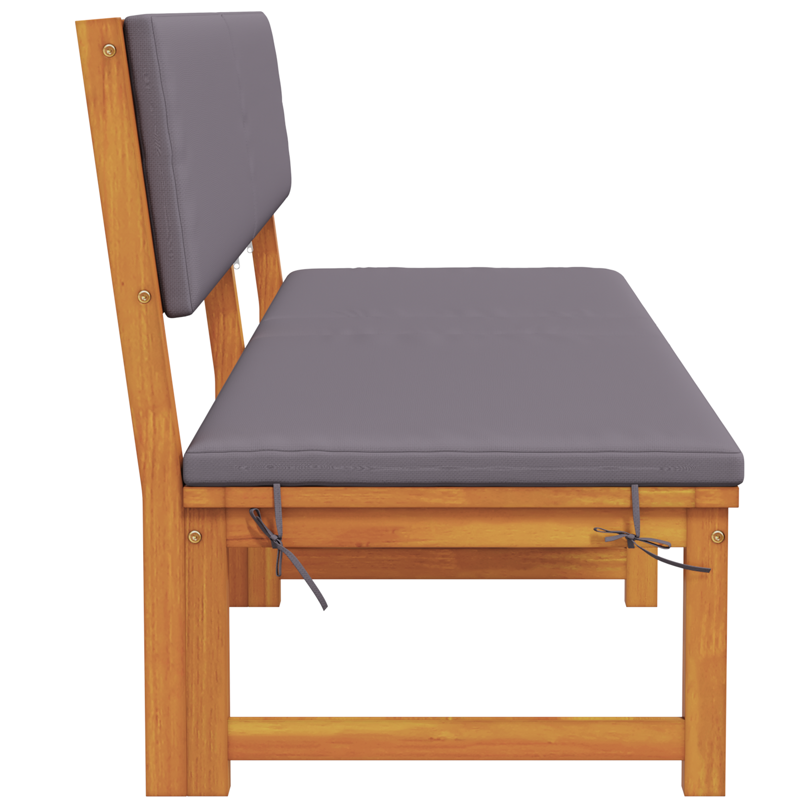 Sun Lounger 3-in-1 Function with Light Grey Cushions Solid Wood Acacia - Image 6