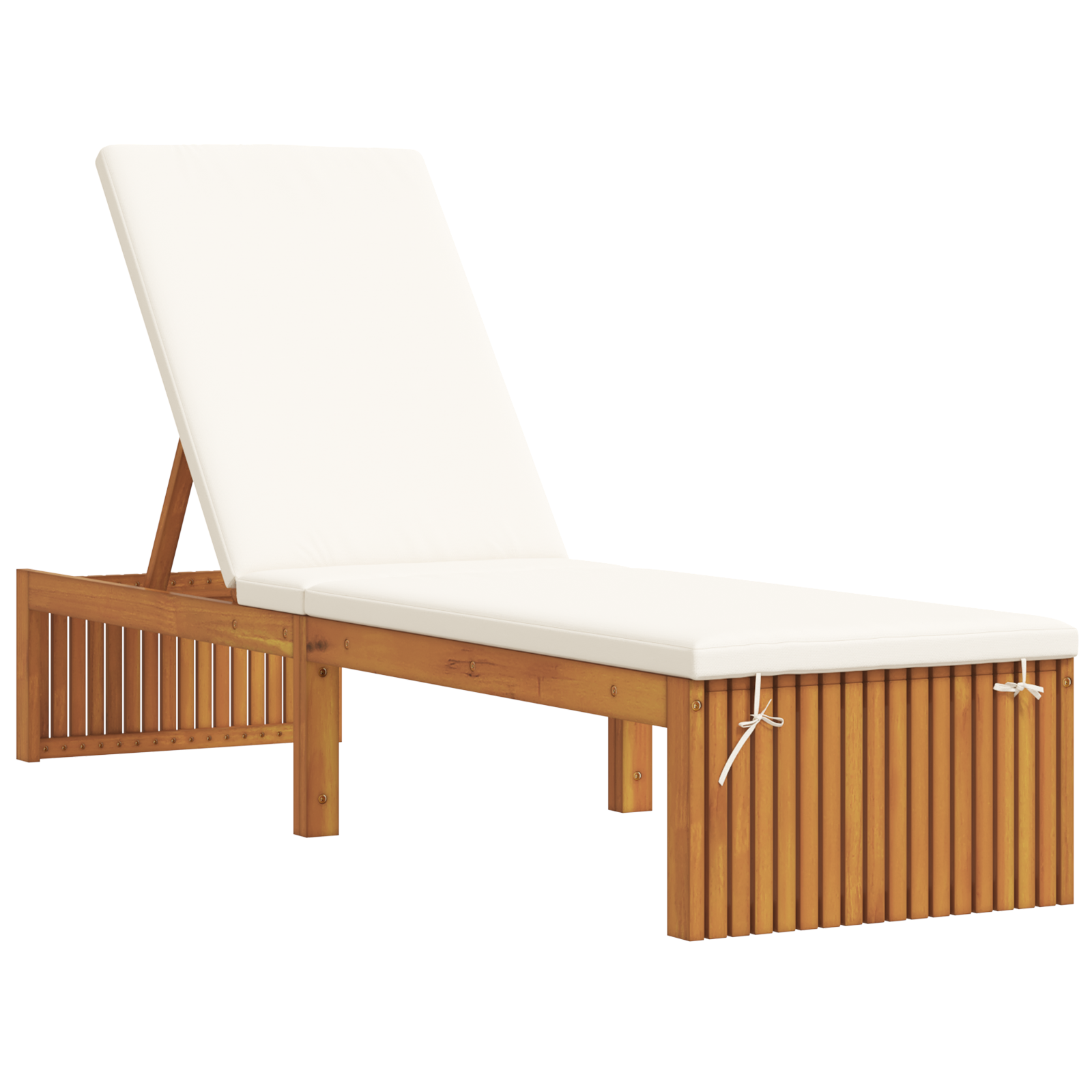 Sun Lounger with Cushion 200x55x30 cm Solid Wood Acacia - Image 2
