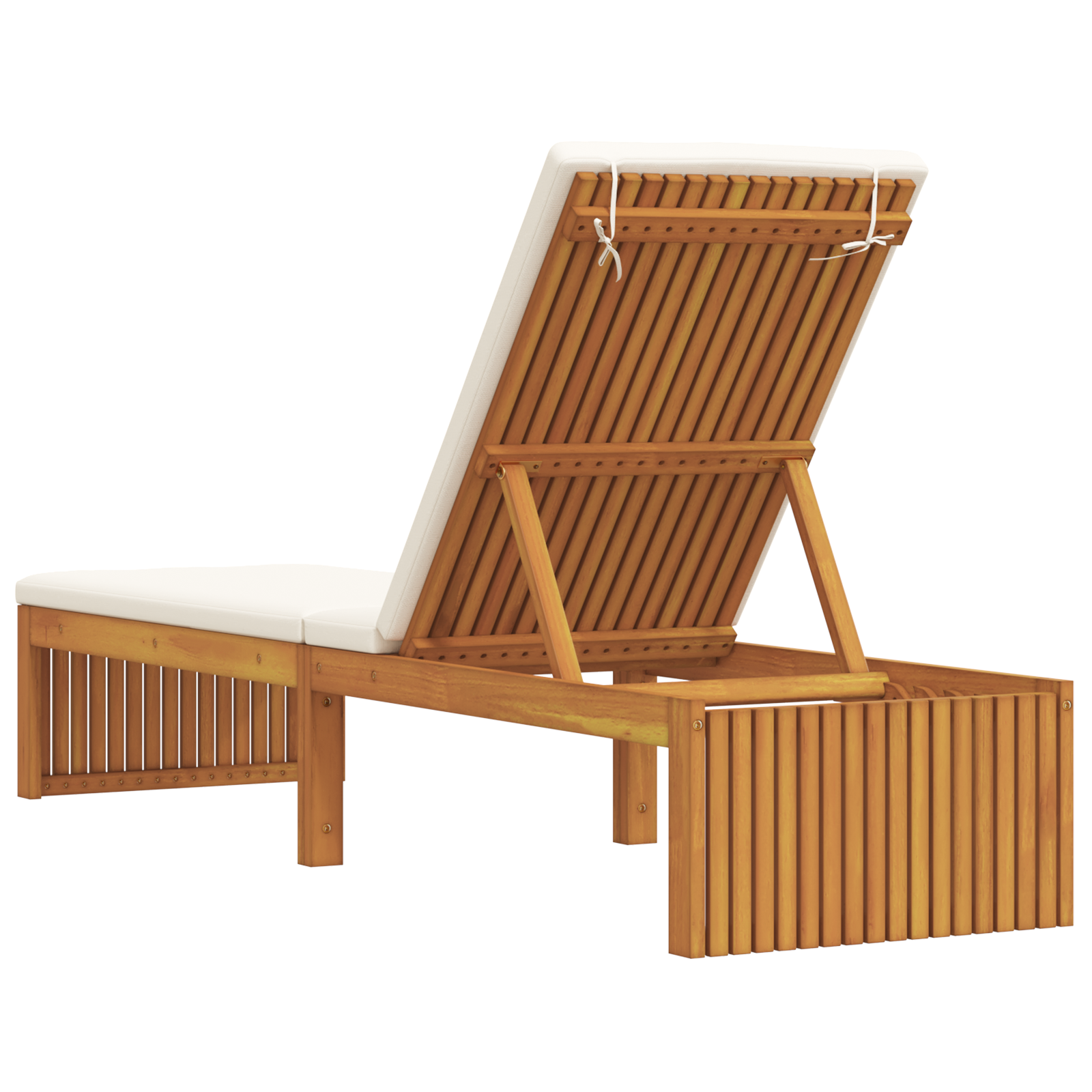 Sun Lounger with Cushion 200x55x30 cm Solid Wood Acacia - Image 6