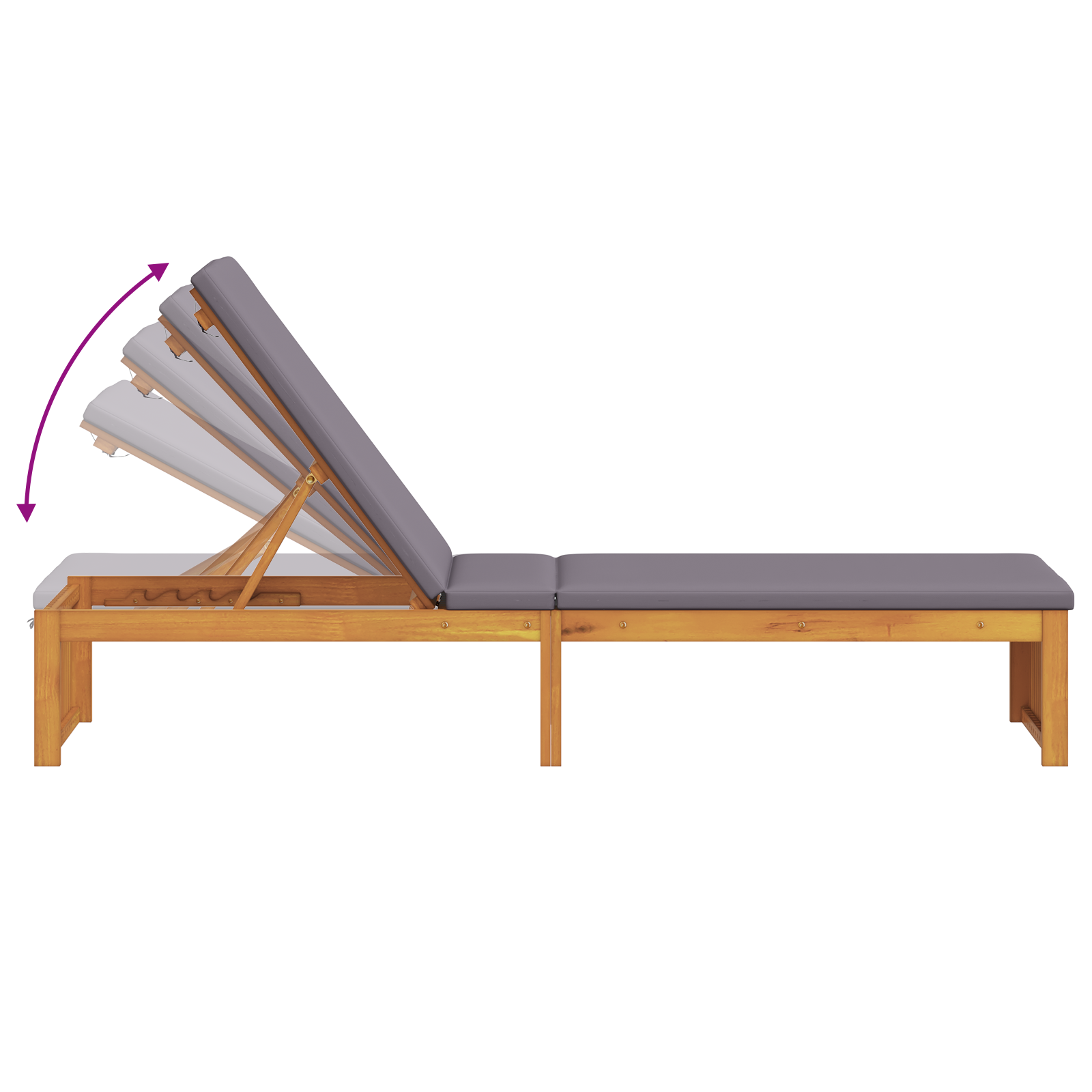 Sun Lounger with Cushion 200x55x30 cm Solid Wood Acacia - Image 9