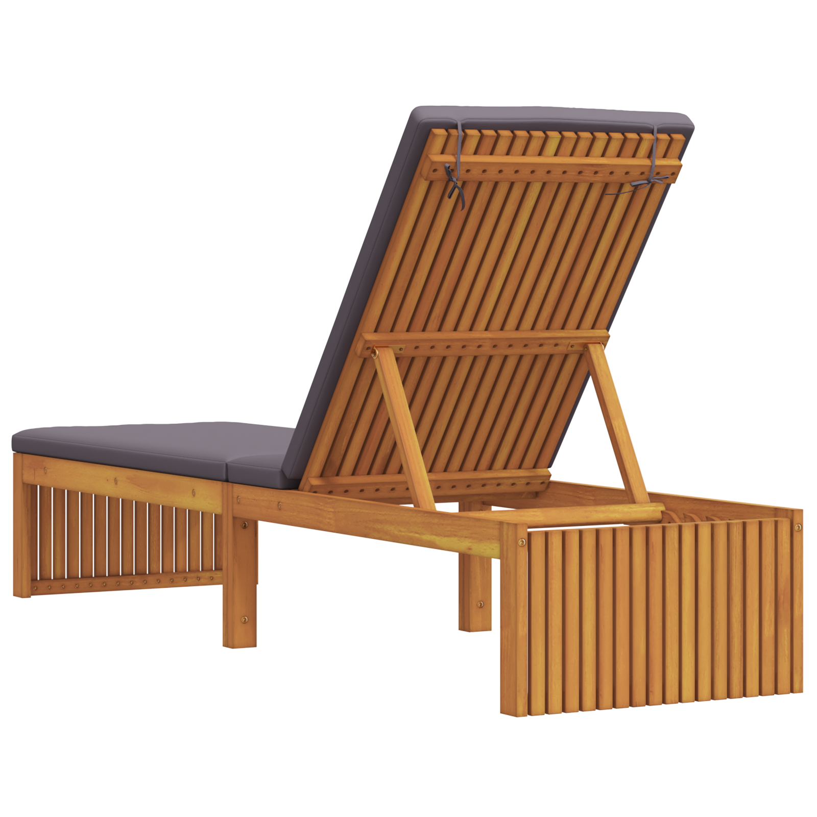 Sun Lounger with Cushion 200x55x30 cm Solid Wood Acacia - Image 6