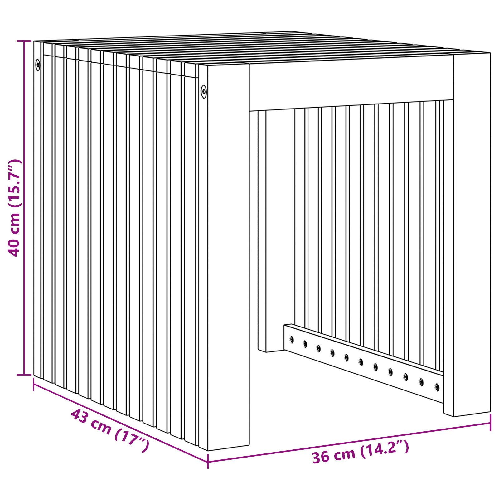 Garden Side Table 43x36x40 cm Solid Wood Teak - Image 9