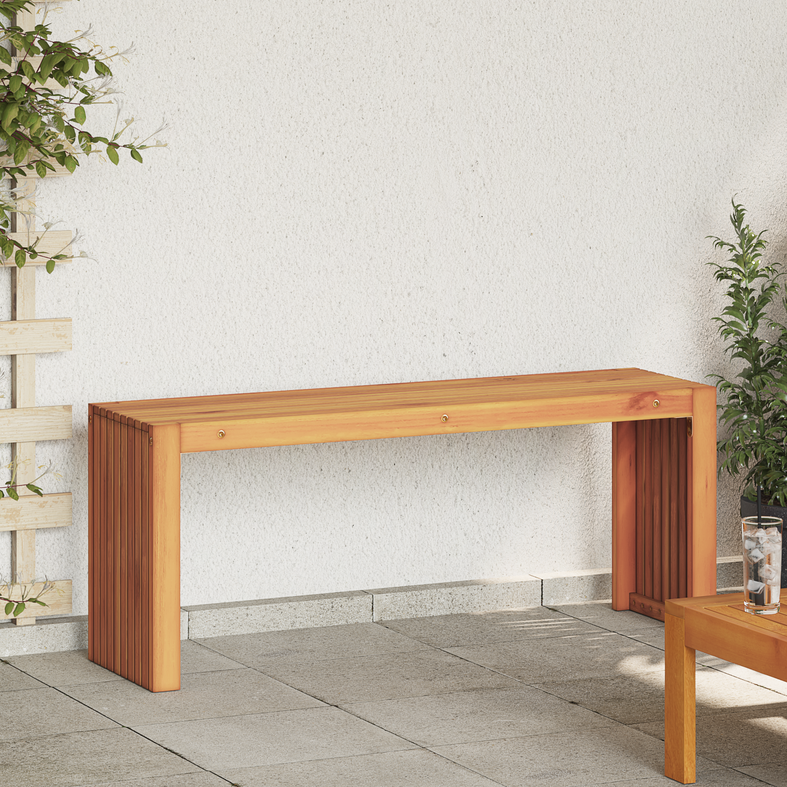 градинска пейка  с слатест дизайн 110x30x45 см от масивна акация