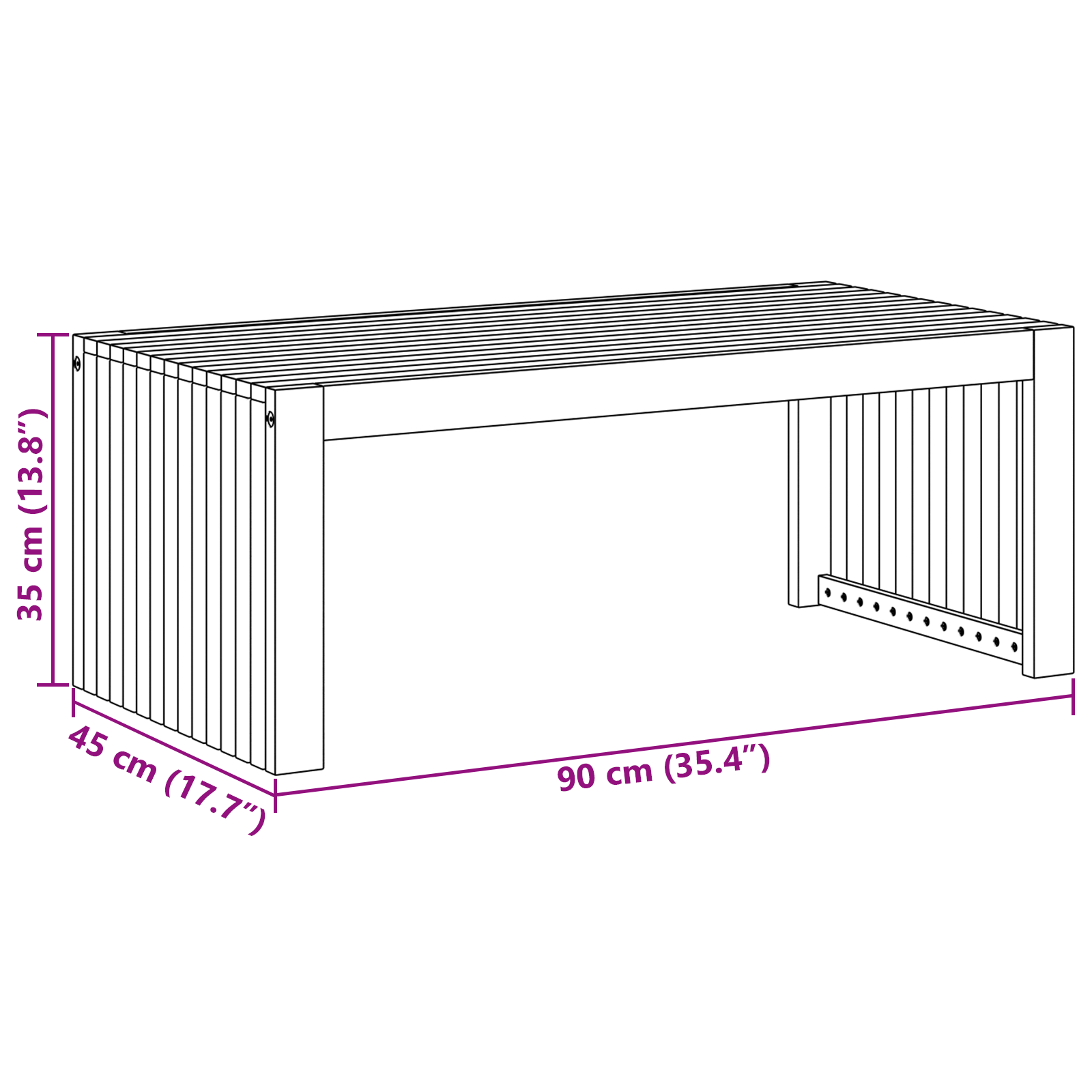 Garden Coffee Table 90x45x35 cm Solid Wood Acacia - Image 10
