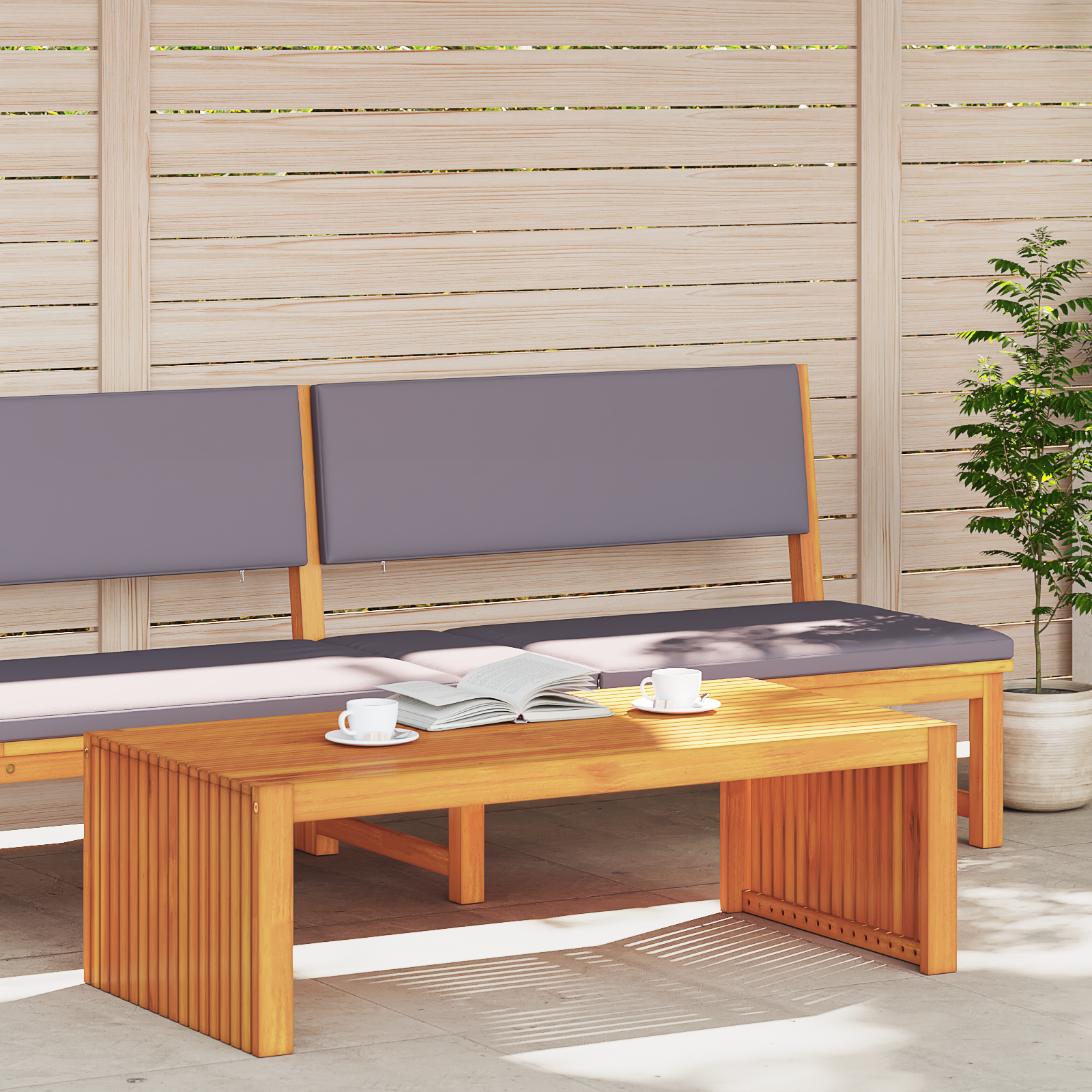 Garden Coffee Table 110x55x35 cm Solid Wood Acacia - Image 3