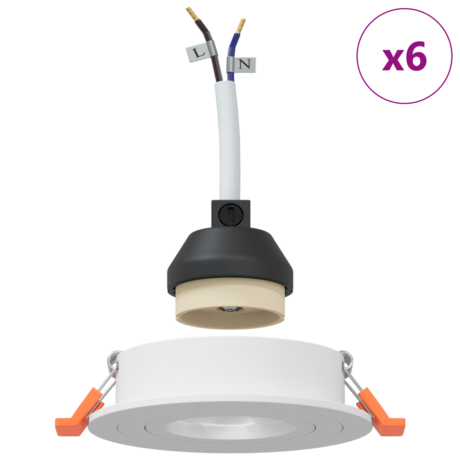 Recessed Spotlights 6 pcs Round GU10 White Ø91 mm - Image 4