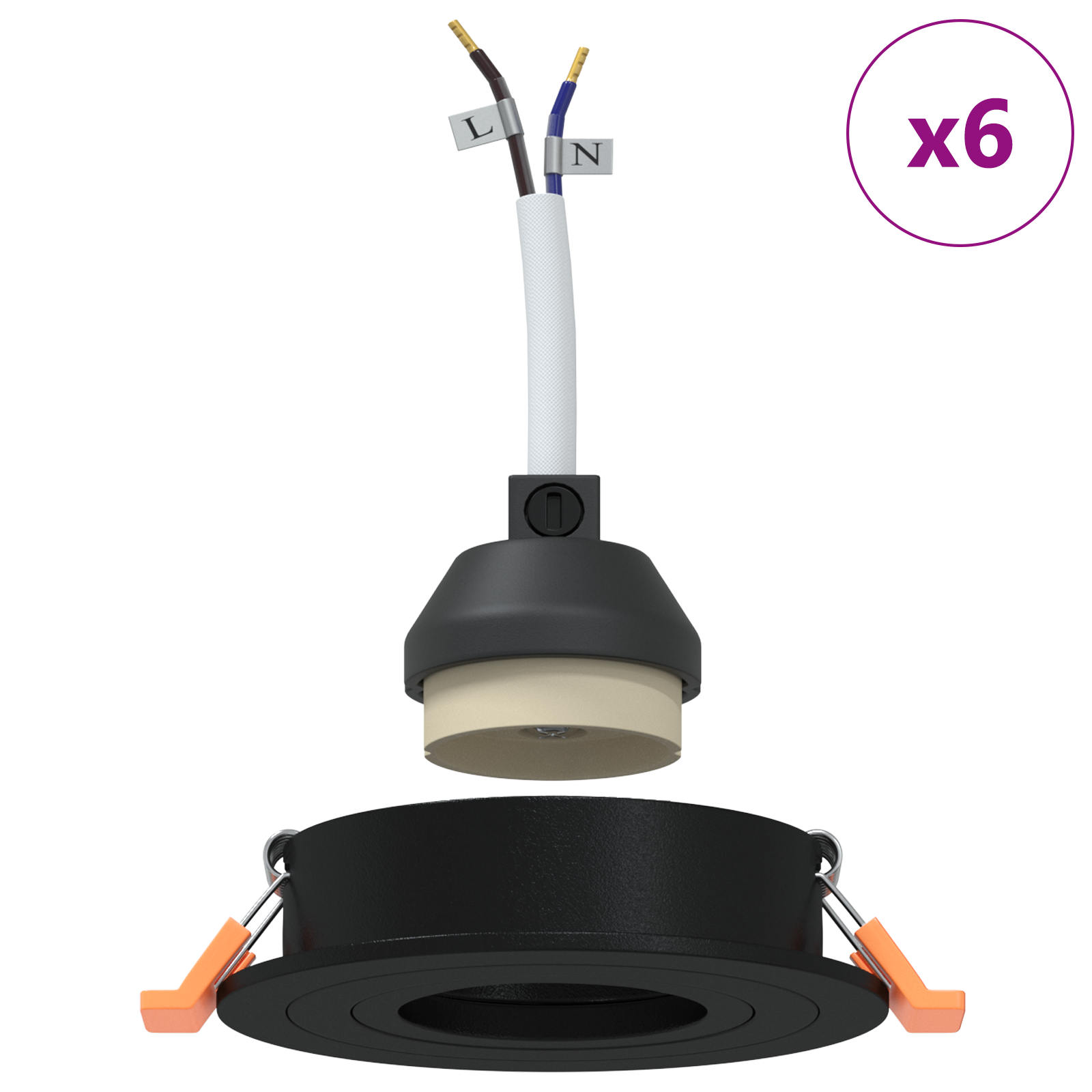 Recessed Spotlights 6 pcs Round GU10 Black Ø91 mm - Image 4