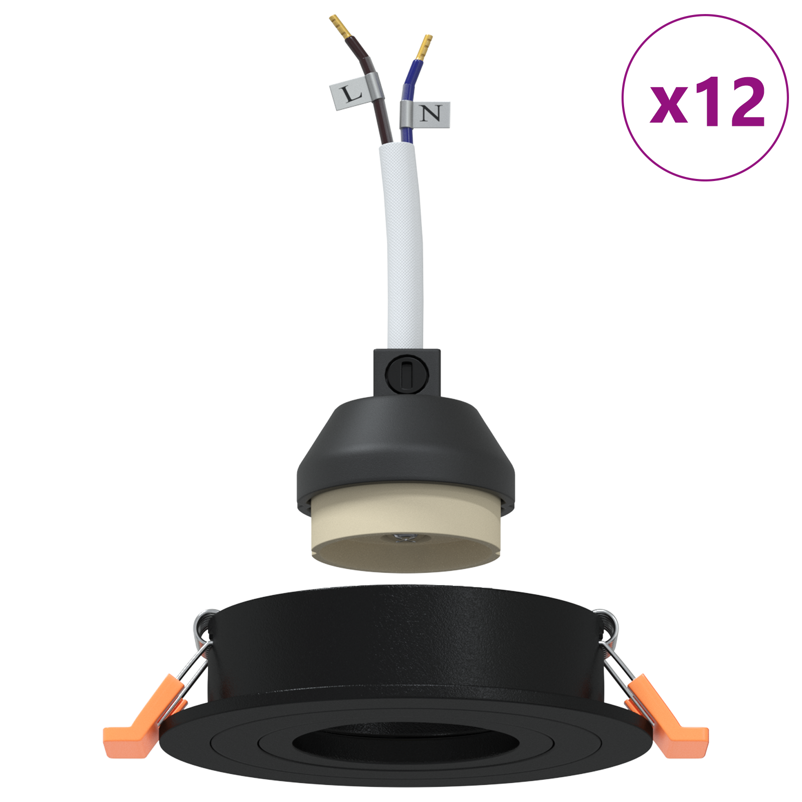 Recessed Spotlights 12 pcs Round GU10 Black Ø91 mm - Image 4