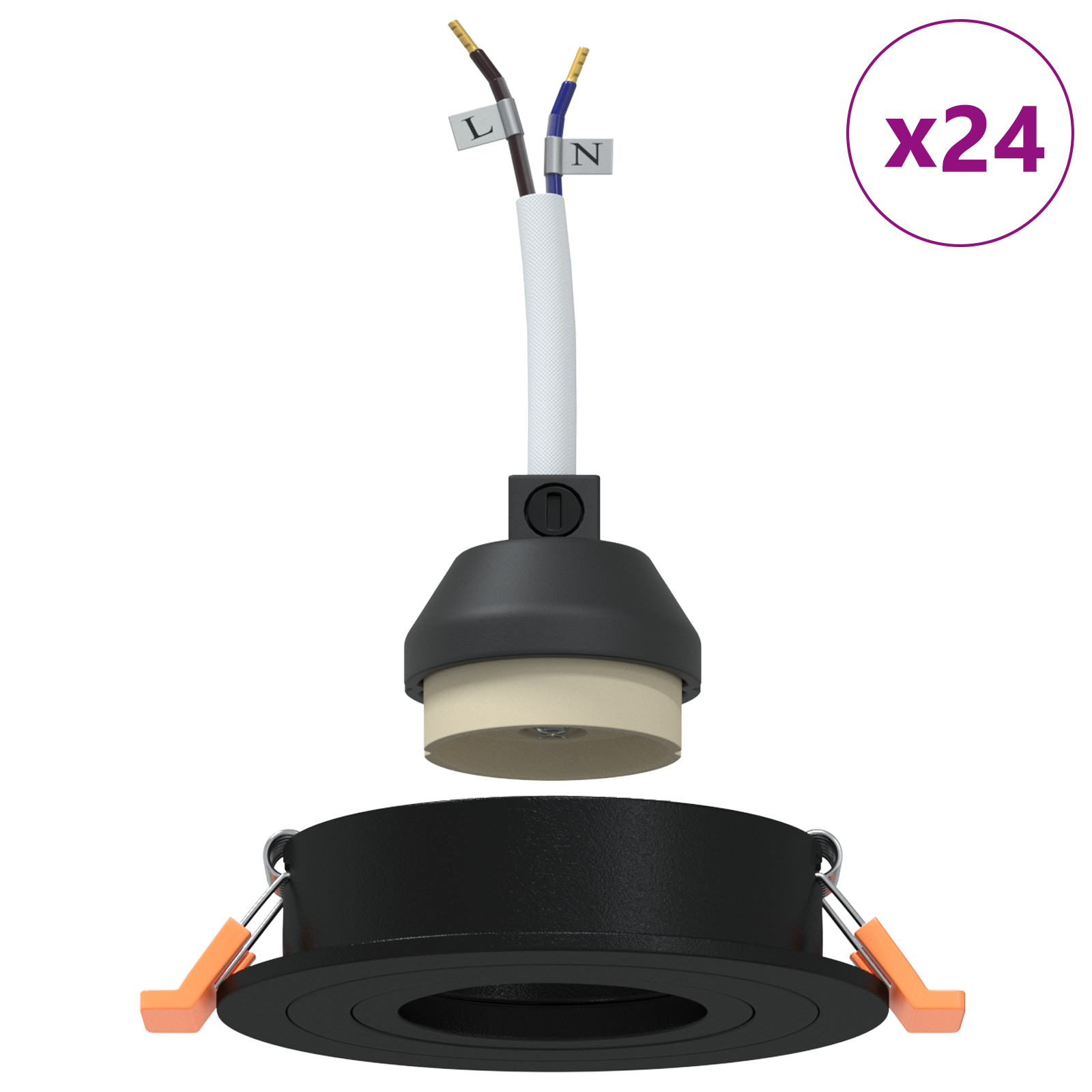 Recessed Spotlights 24 pcs Round GU10 Black Ø91 mm - Image 4