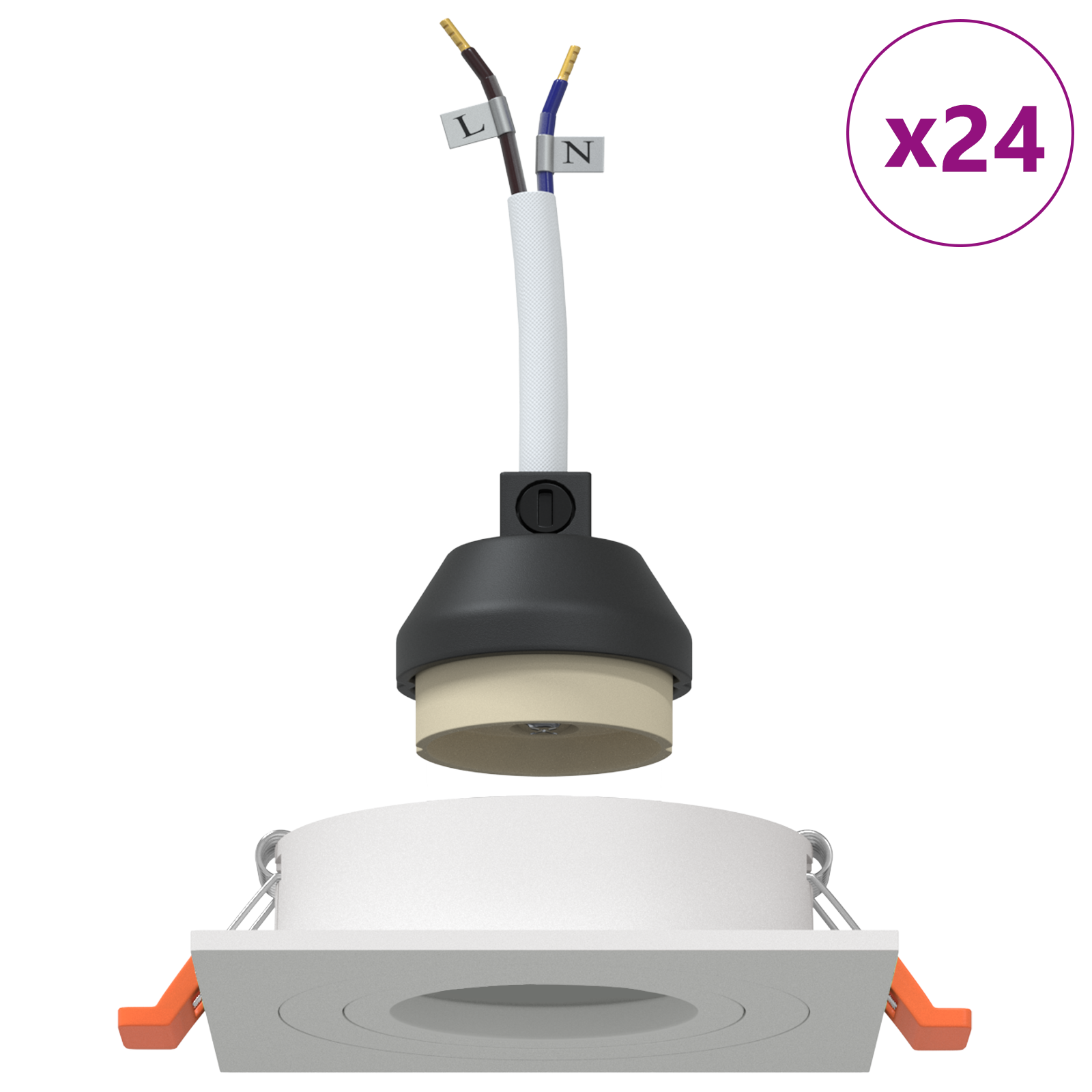 Recessed Spotlights 24 pcs Square GU10 White 91x91 mm - Image 4