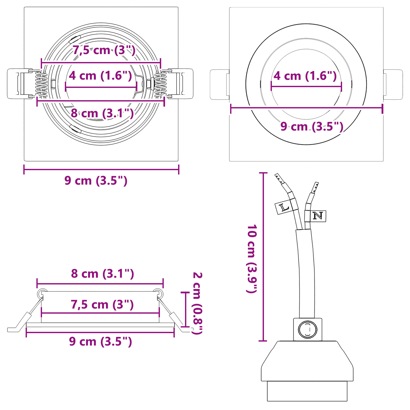 Spotje 24 pcs Wit 9 x 9 x 2 cm Aluminium