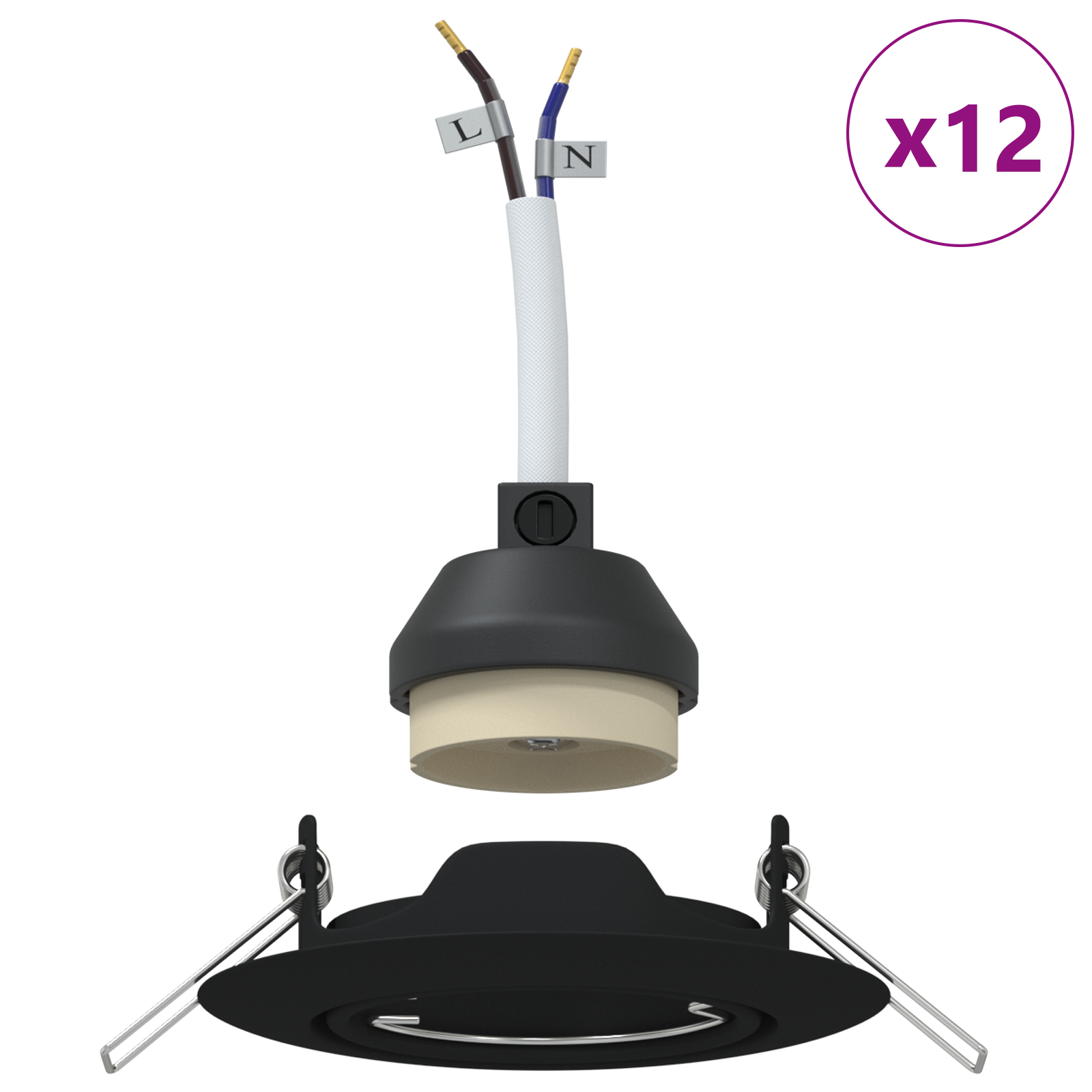 Lamps Set of 12 Black Plastic, Metal 9 cm - Image 4