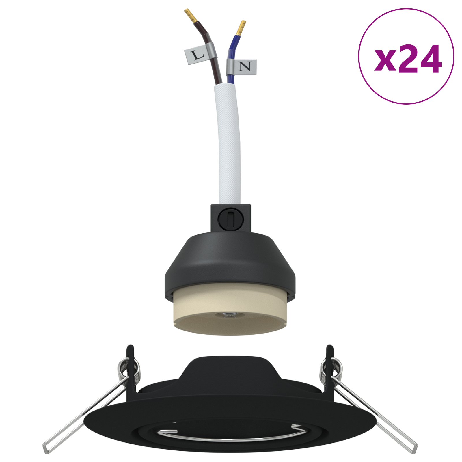 Lamps Set of 24 Black Plastic 9 cm Modern Recessed Lighting - Image 4