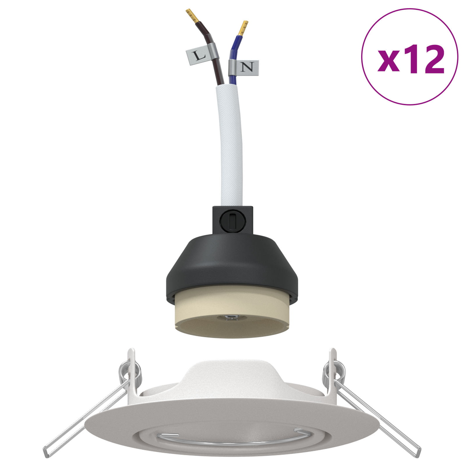 Recessed Spotlights 12 pcs Round GU10 White Ø90 mm Steel - Image 4