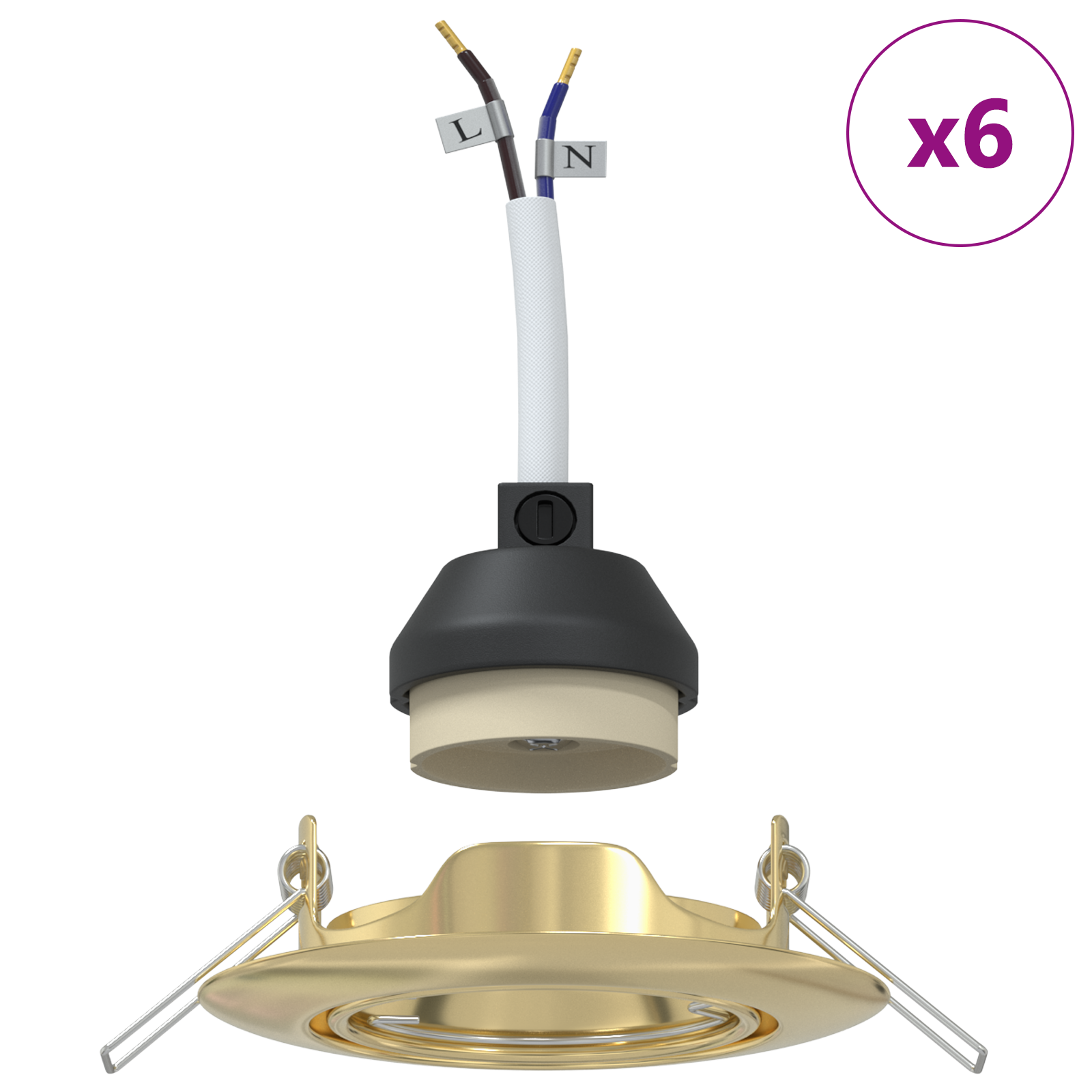 Recessed Spotlights 6 pcs Round GU10 Gold Ø90 mm Steel - Image 4