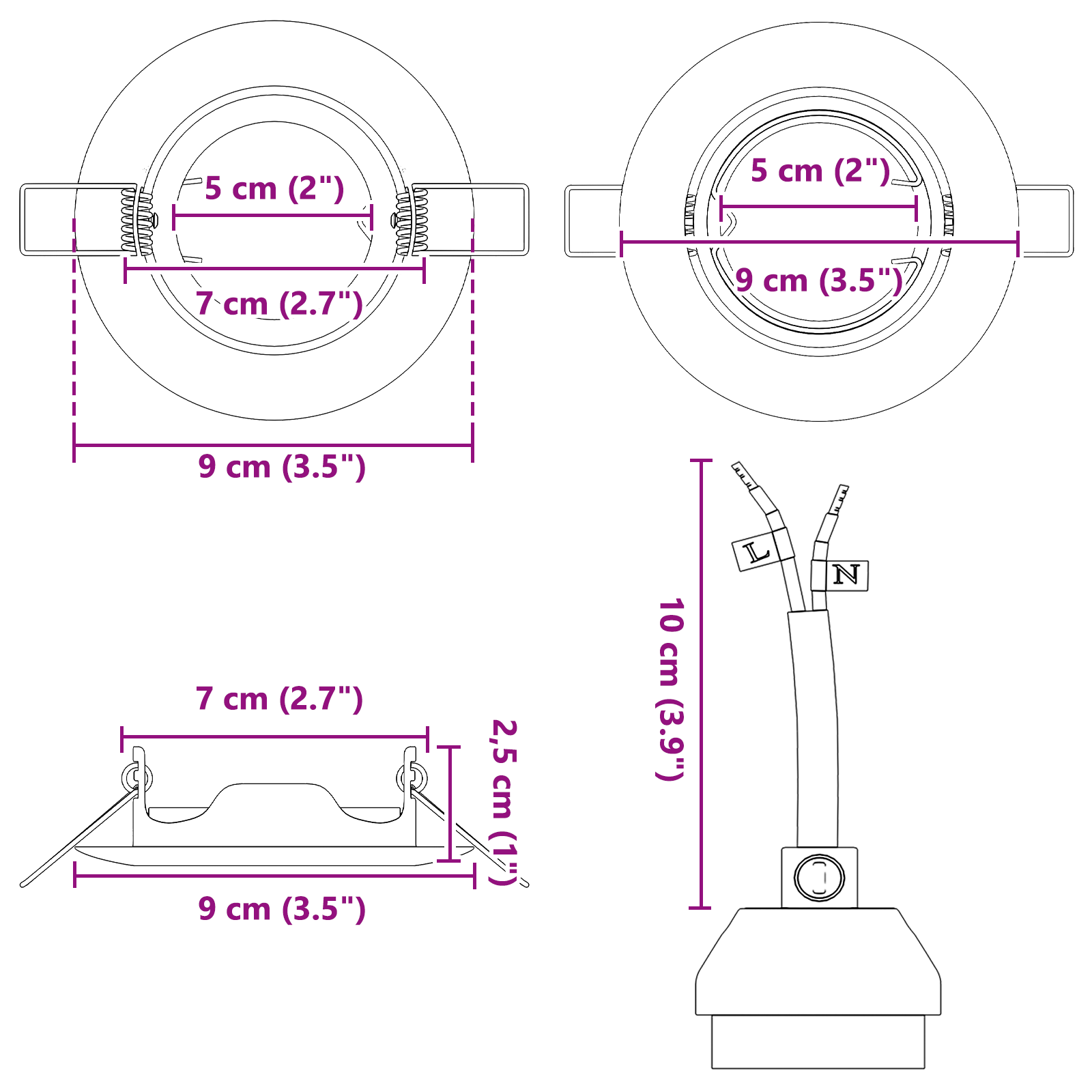 Spotje 6 pcs Koper 9 x 9 x 2.5 cm Metaal