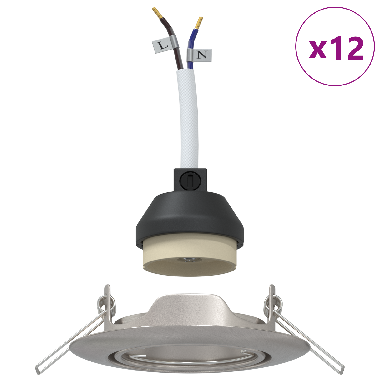 Recessed Spotlights 12 pcs Round GU10 Silver Ø90 mm Steel - Image 4