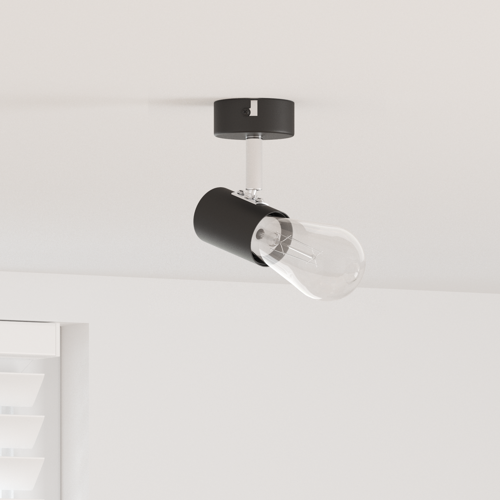 Ceiling Spotlight 1 Way Adjustable Black E27