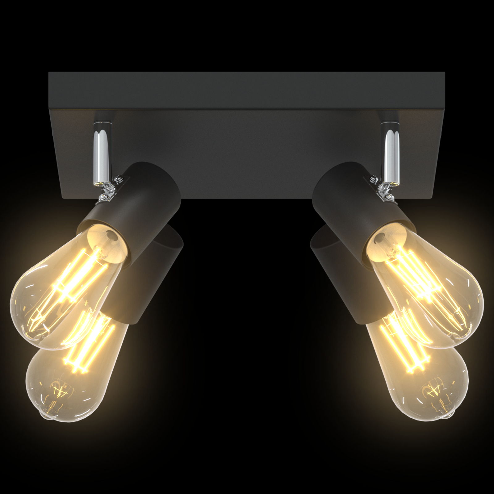 Ceiling Spotlight 4 Way Adjustable Black E27 - Image 11