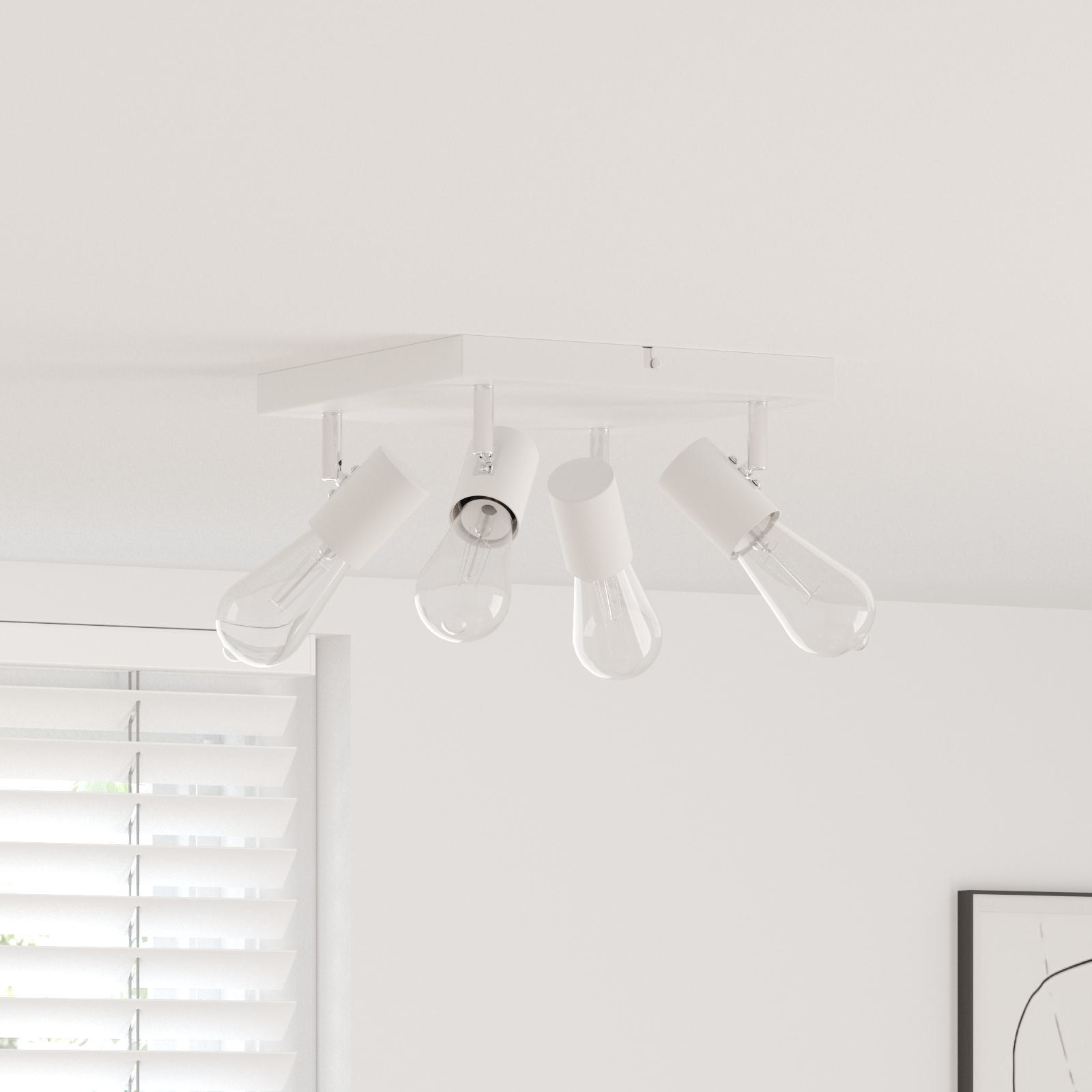 Ceiling Spotlight 4 Way Adjustable White E27