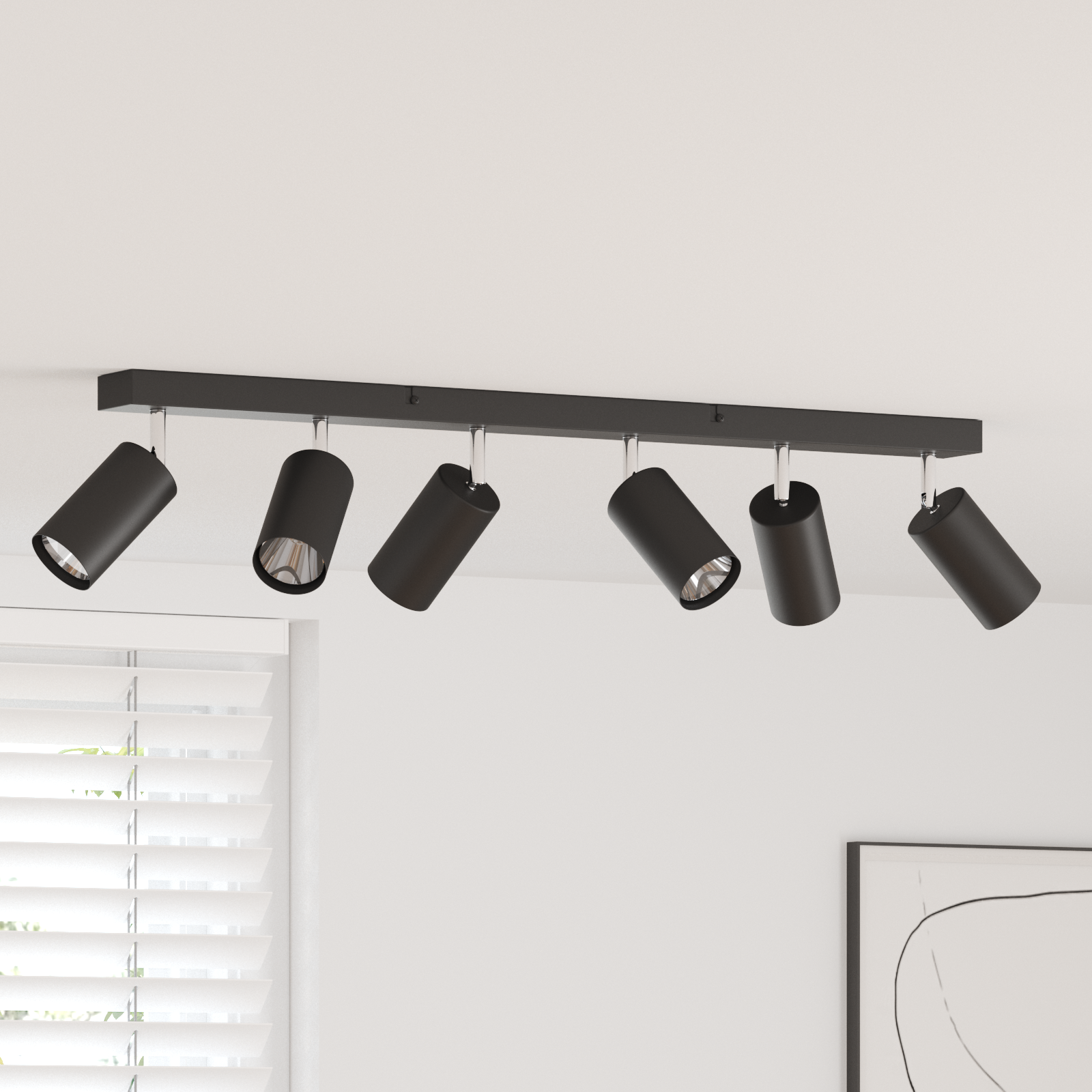 Ceiling Spotlight 6 Way Adjustable Black GU10