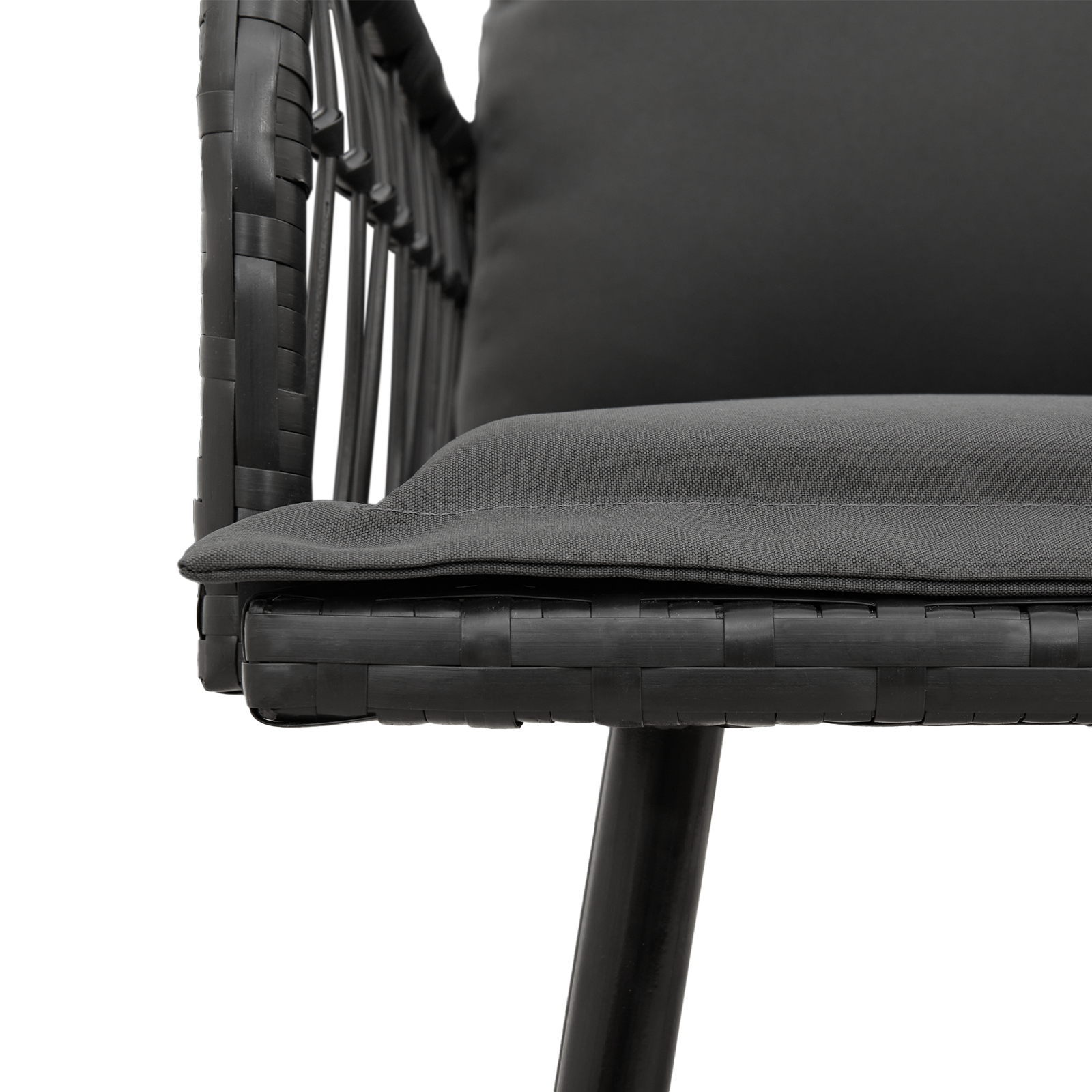 Garden Bench Black 114x64x78 cm Poly Rattan - Image 7