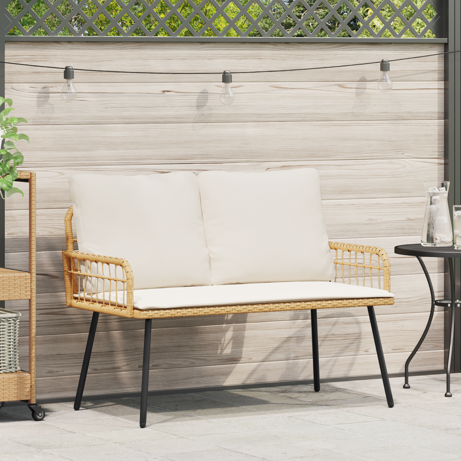 Garden Bench Natural 114x64x78 cm Poly Rattan