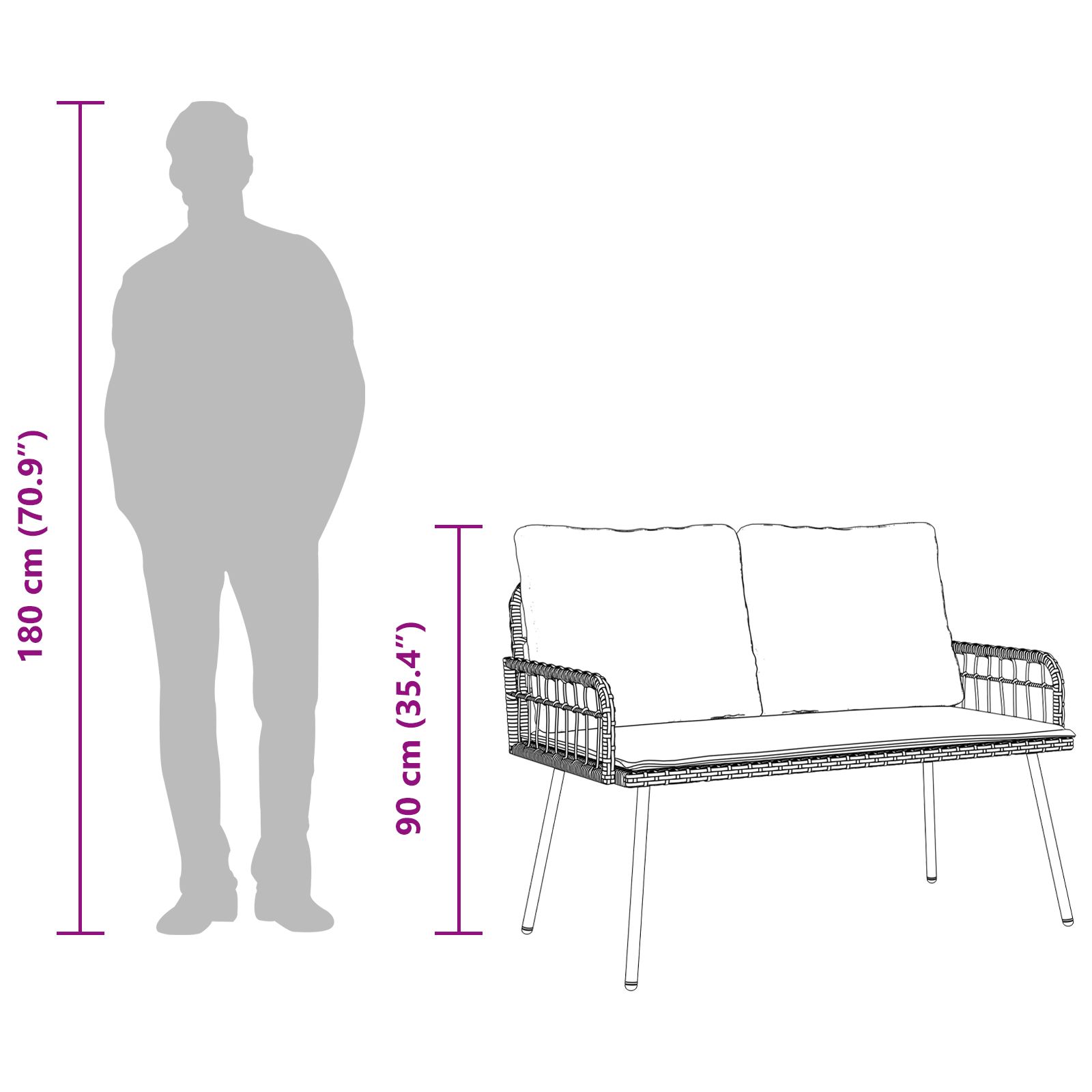 Garden Bench Natural 114x64x78 cm Poly Rattan - Image 9