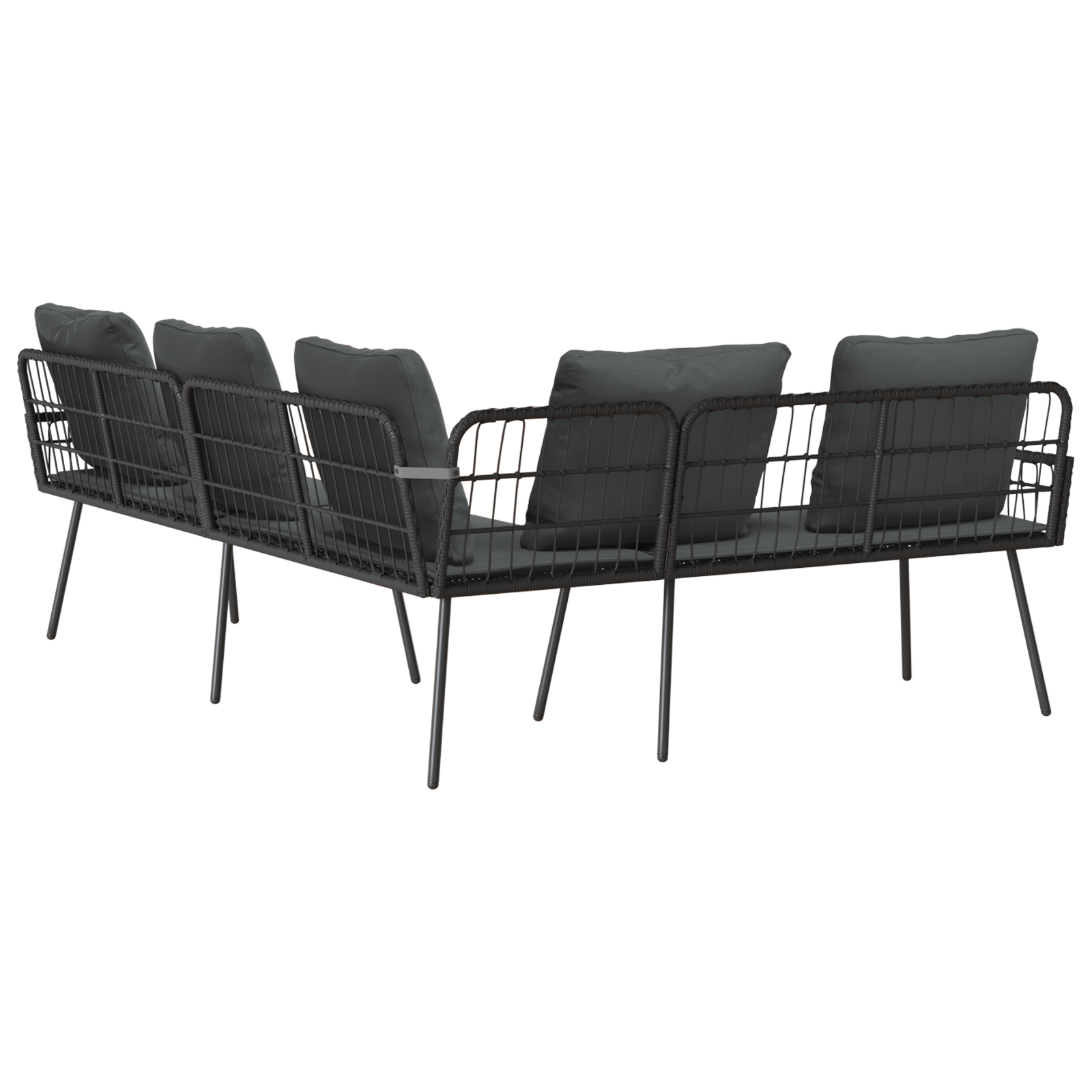 L-Shaped Sofa Black 231x173x78 cm Poly Rattan - Image 5