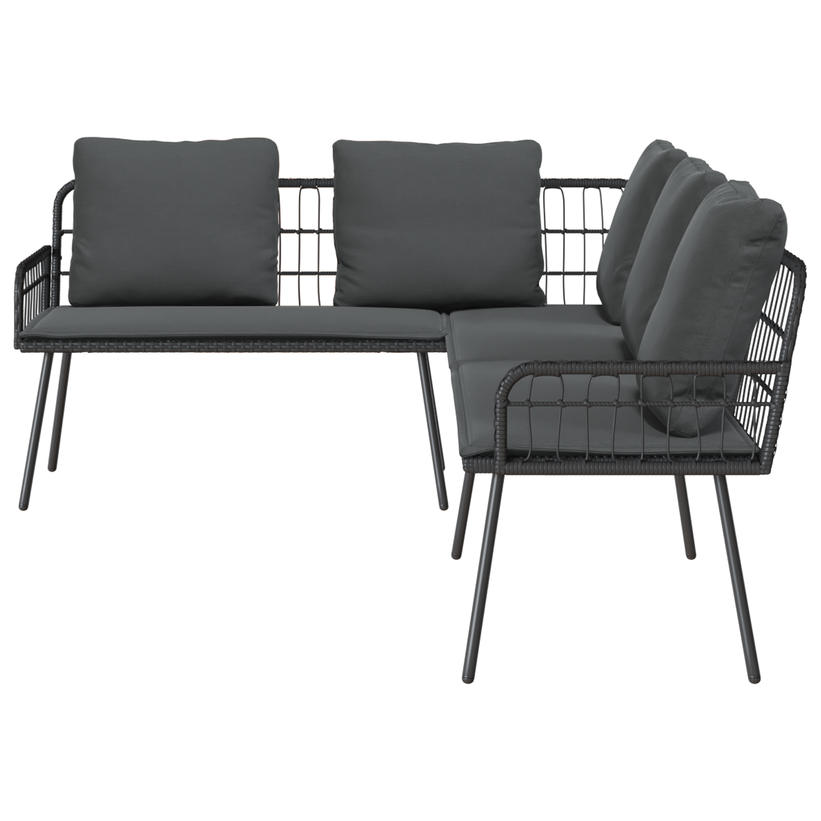 L-Shaped Sofa Black 231x173x78 cm Poly Rattan - Image 6