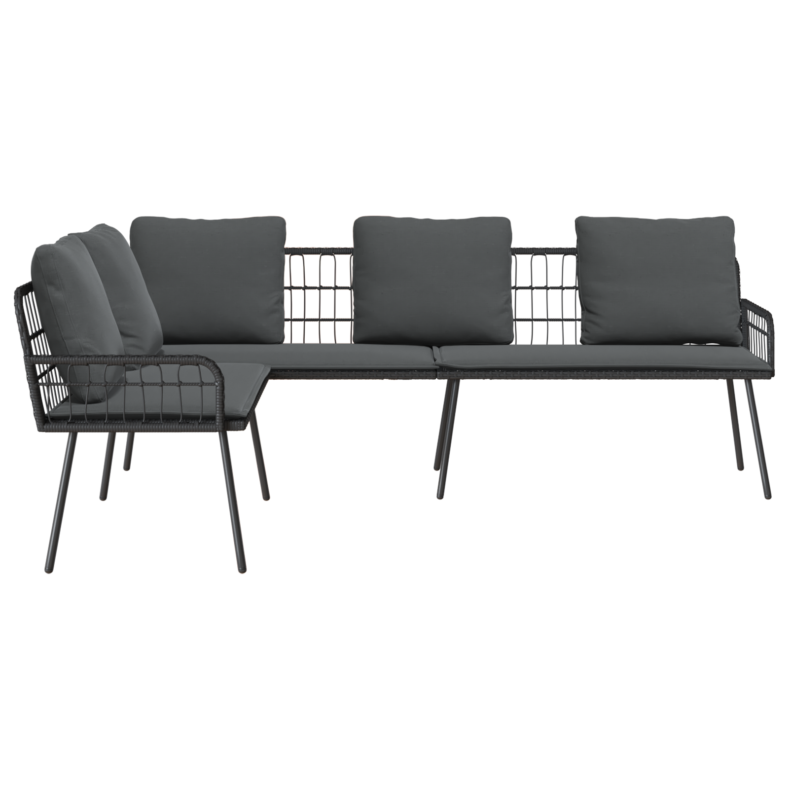 L-Shaped Sofa Black 231x173x78 cm Poly Rattan - Image 7