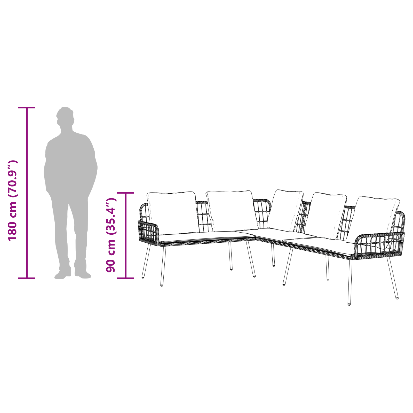 L-Shaped Sofa Black 231x173x78 cm Poly Rattan - Image 10