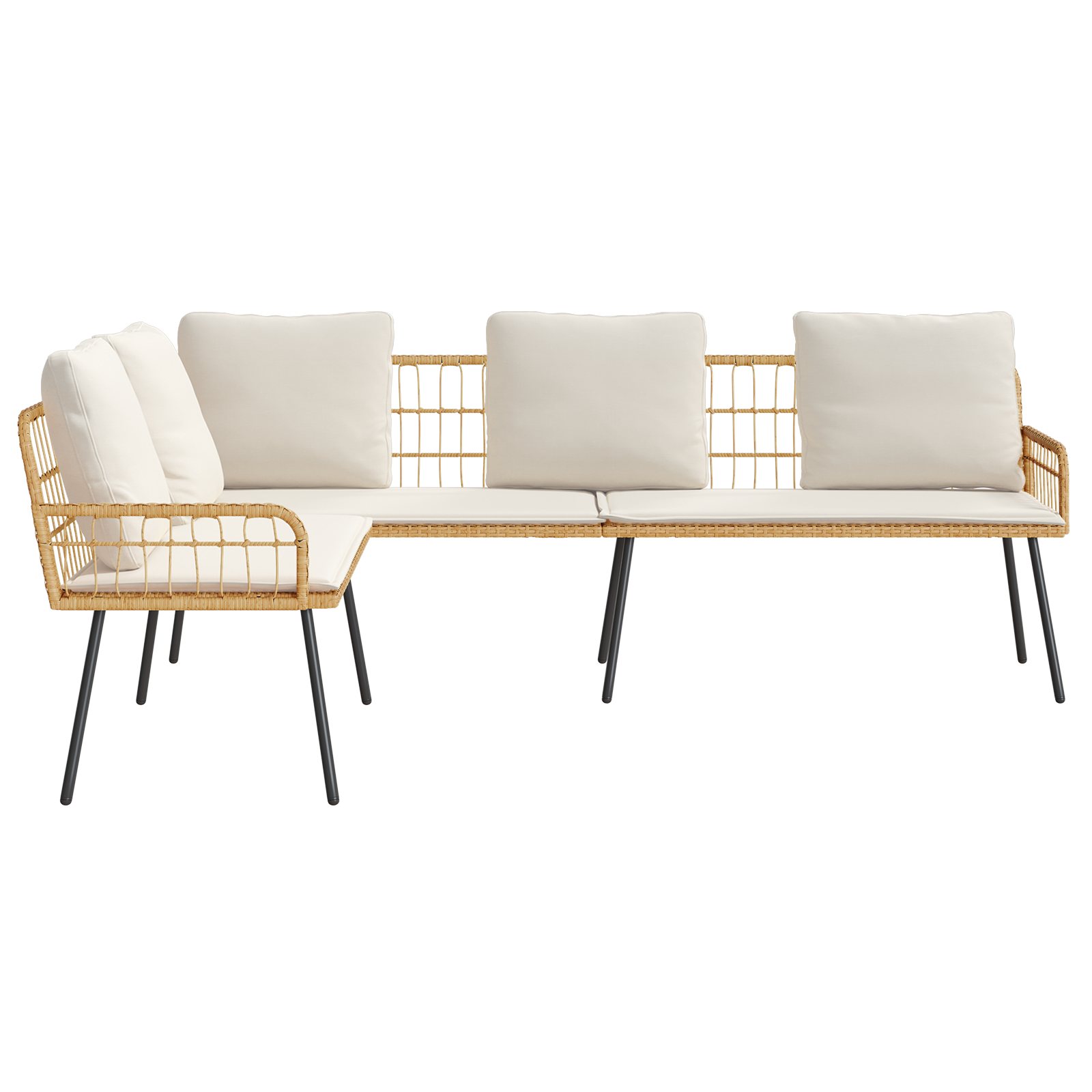 L-Shaped Sofa Natural 231x173x78 cm Poly Rattan - Image 7