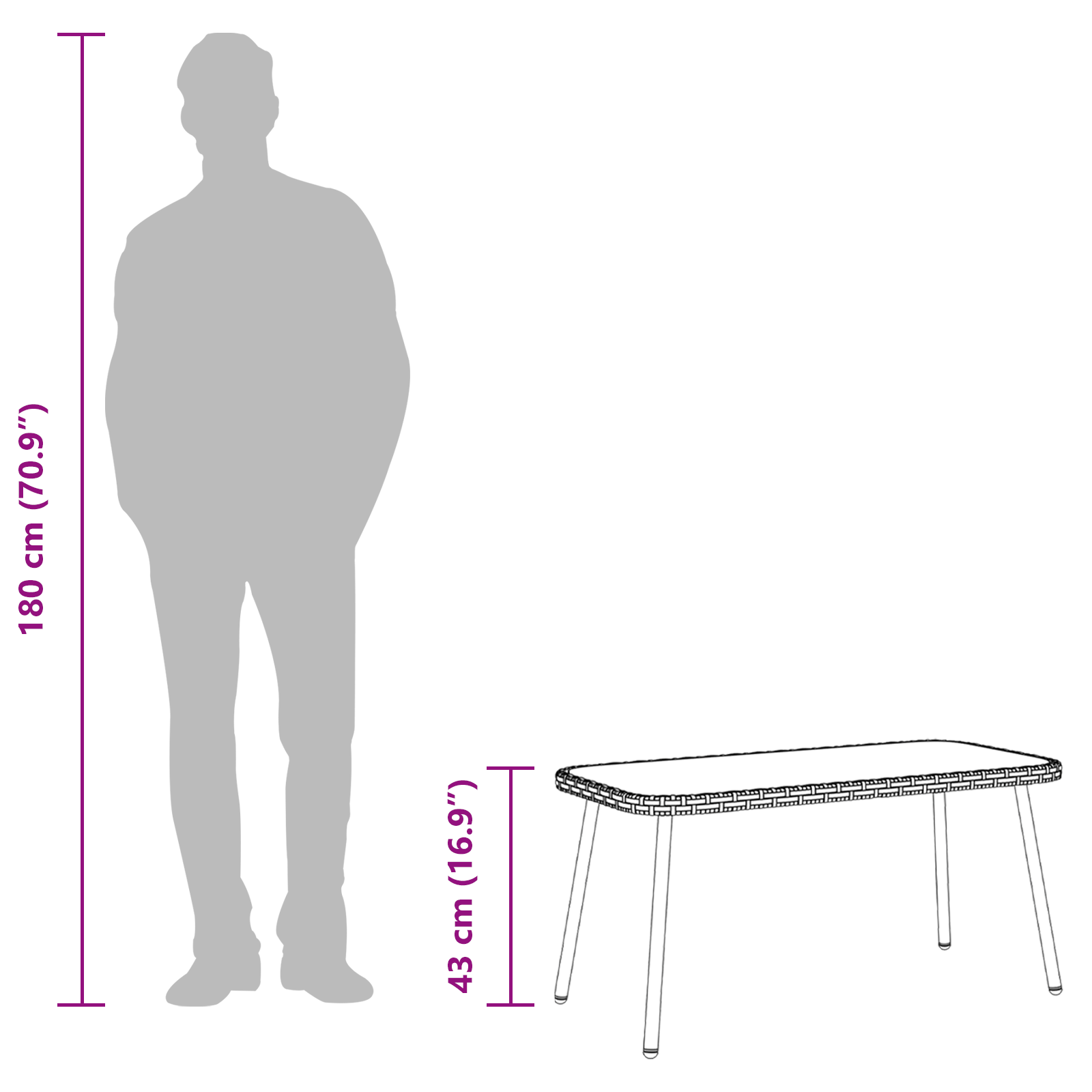 Coffee Table Black 90x45x42 cm Poly Rattan - Image 9