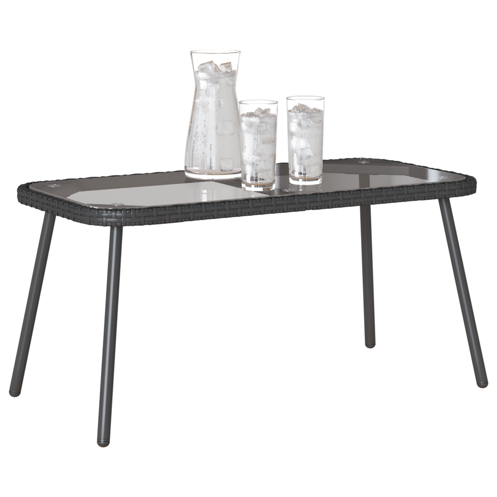 Coffee Table Black 90x45x42 cm Poly Rattan - Image 3