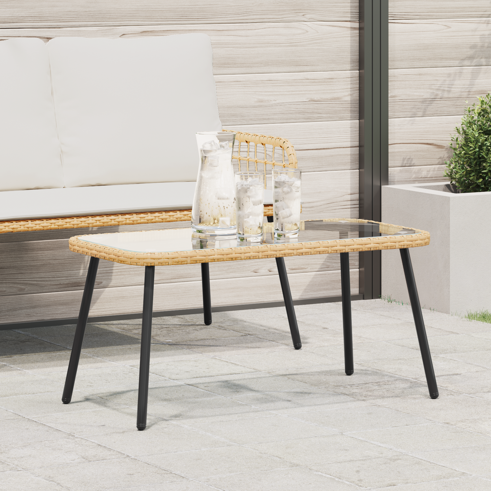 Coffee Table Natural 90x45x42 cm Poly Rattan