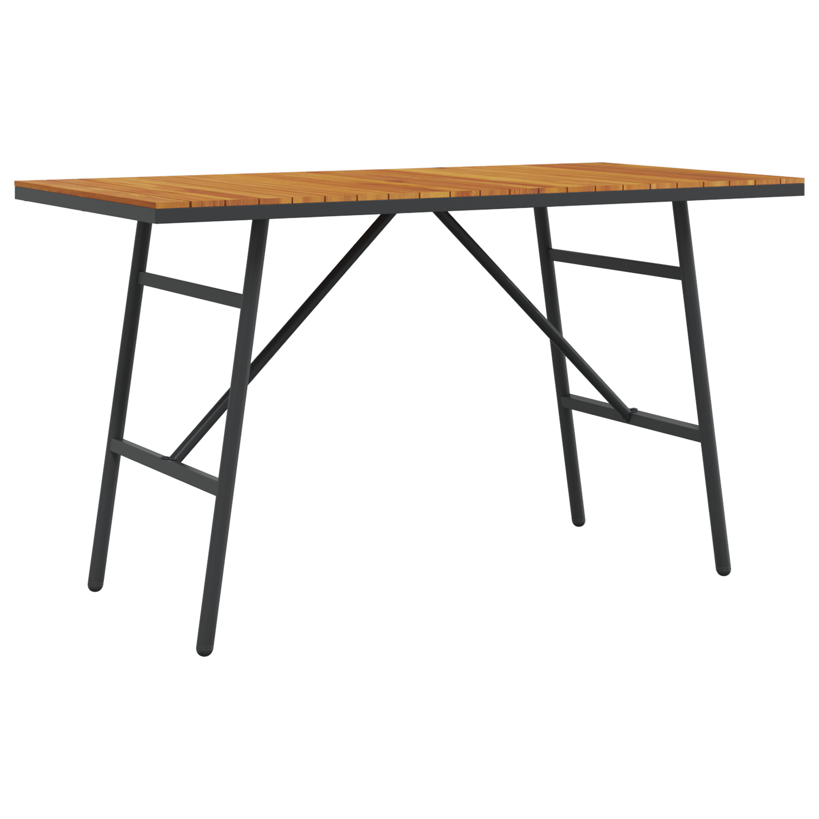 Dining Table - Black, 110x55x62 cm, Made from Solid Acacia Wood - Image 2