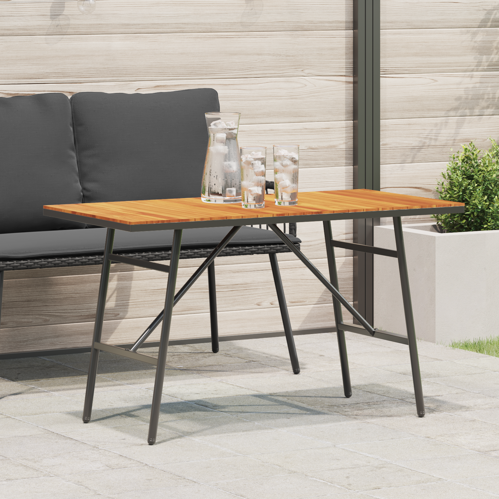 Eettafel – Zwart, 110x55x62 cm, Gemaakt van Massief Acaciahout