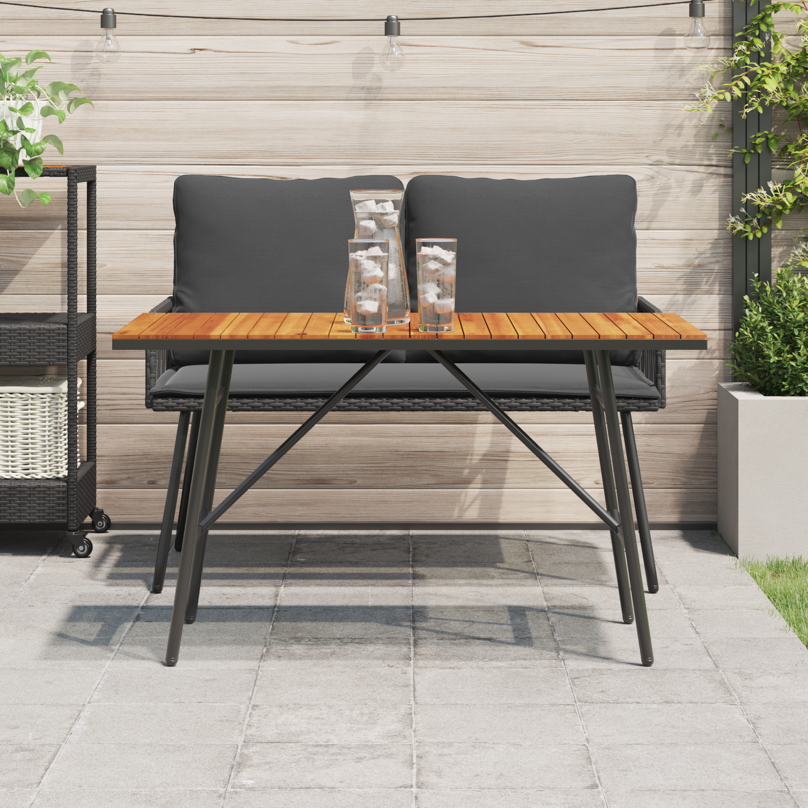 Dining Table - Black, 110x55x62 cm, Made from Solid Acacia Wood - Image 4